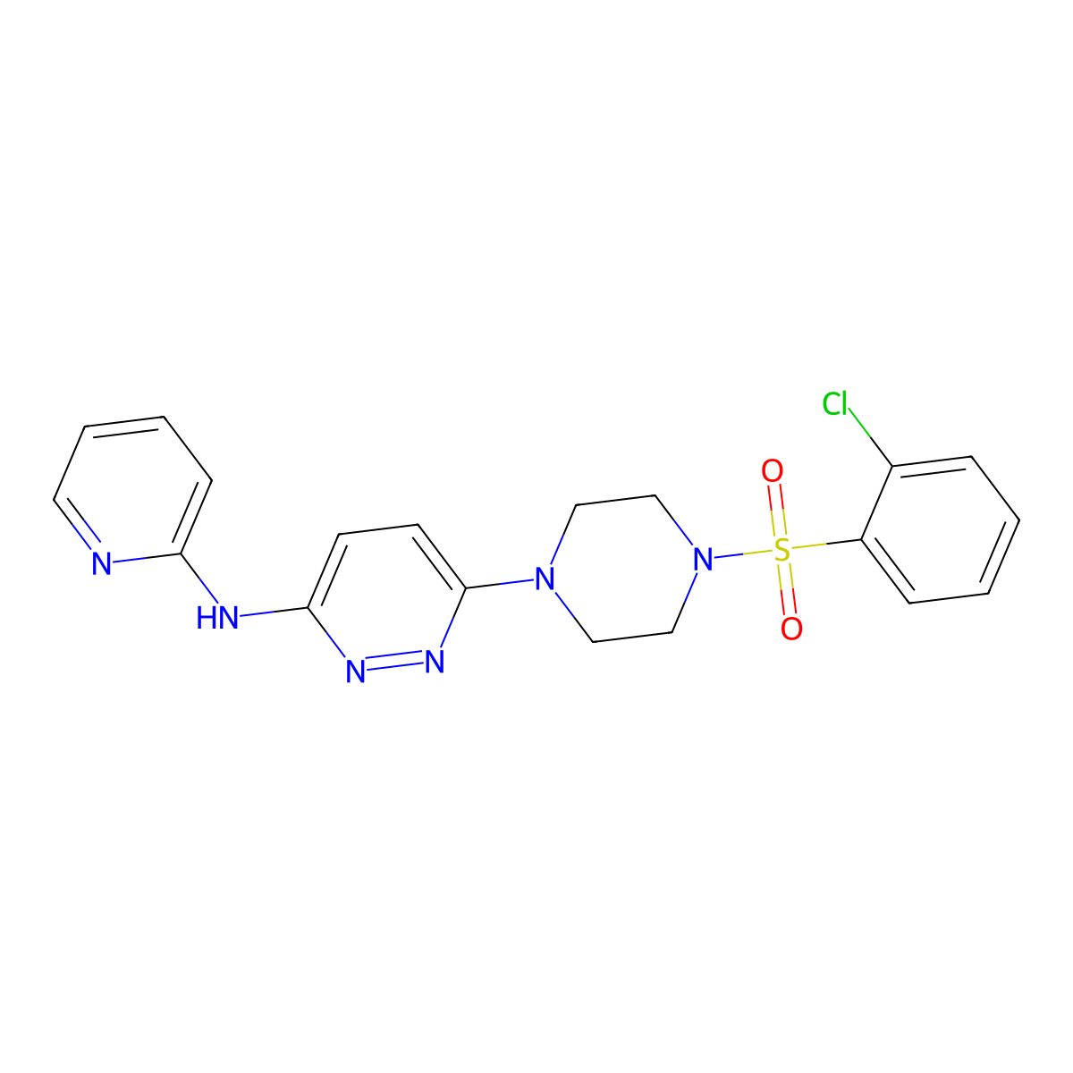 6-(4-((2-chlorophenyl)sulfonyl)piperazin-1-yl)-N-(pyridin-2-yl)pyridazin-3-amine molecular structure, CAS 1020977-81-4