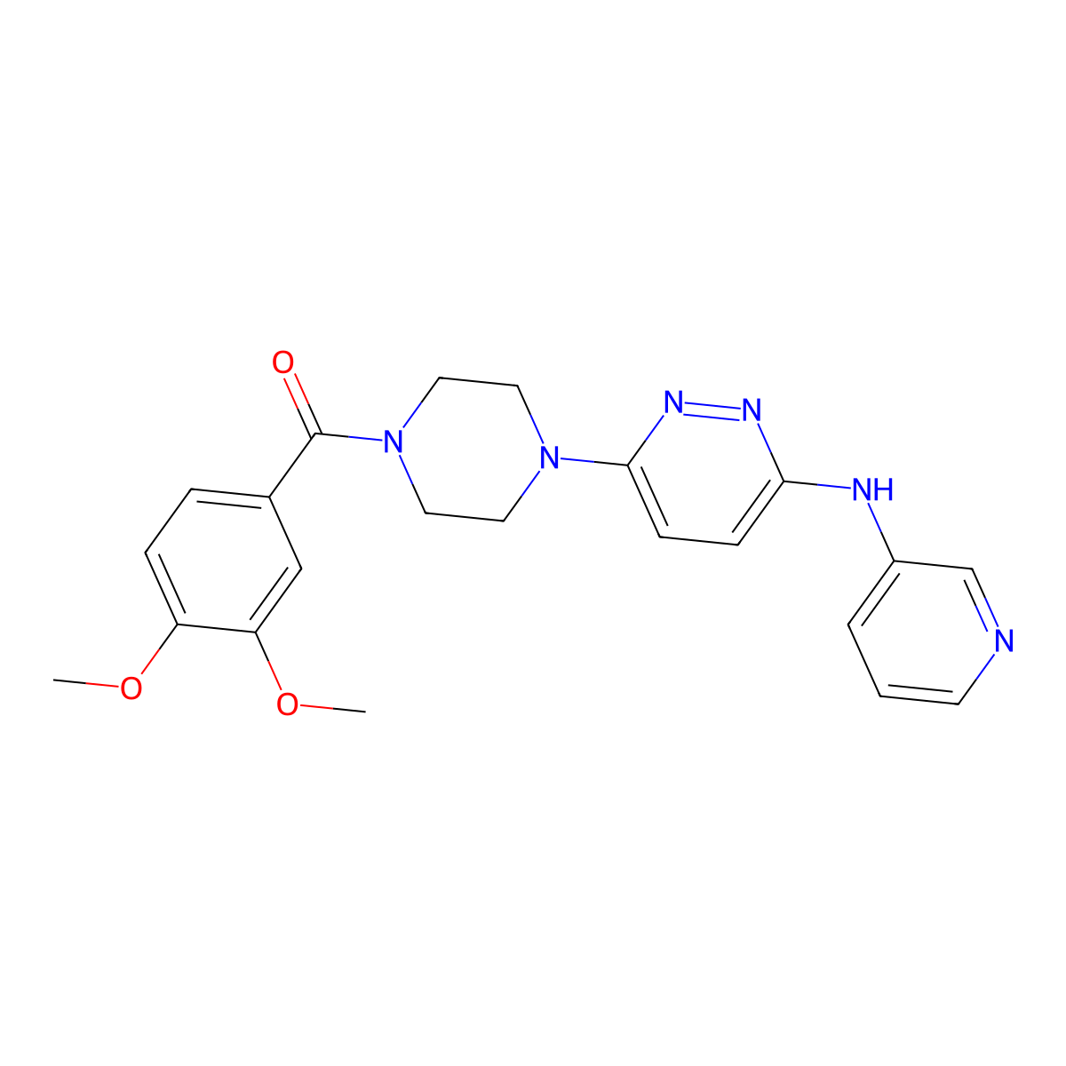 (3,4-Dimethoxyphenyl)(4-(6-(pyridin-3-ylamino)pyridazin-3-yl)piperazin-1-yl)methanone molecular structure, CAS 1020977-87-0