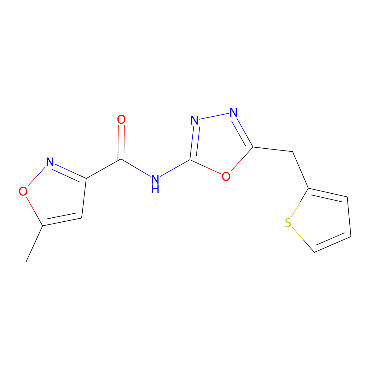 5-methyl-N-(5-(thiophen-2-ylmethyl)-1,3,4-oxadiazol-2-yl)isoxazole-3-carboxamide molecular structure, CAS 1020977-98-3