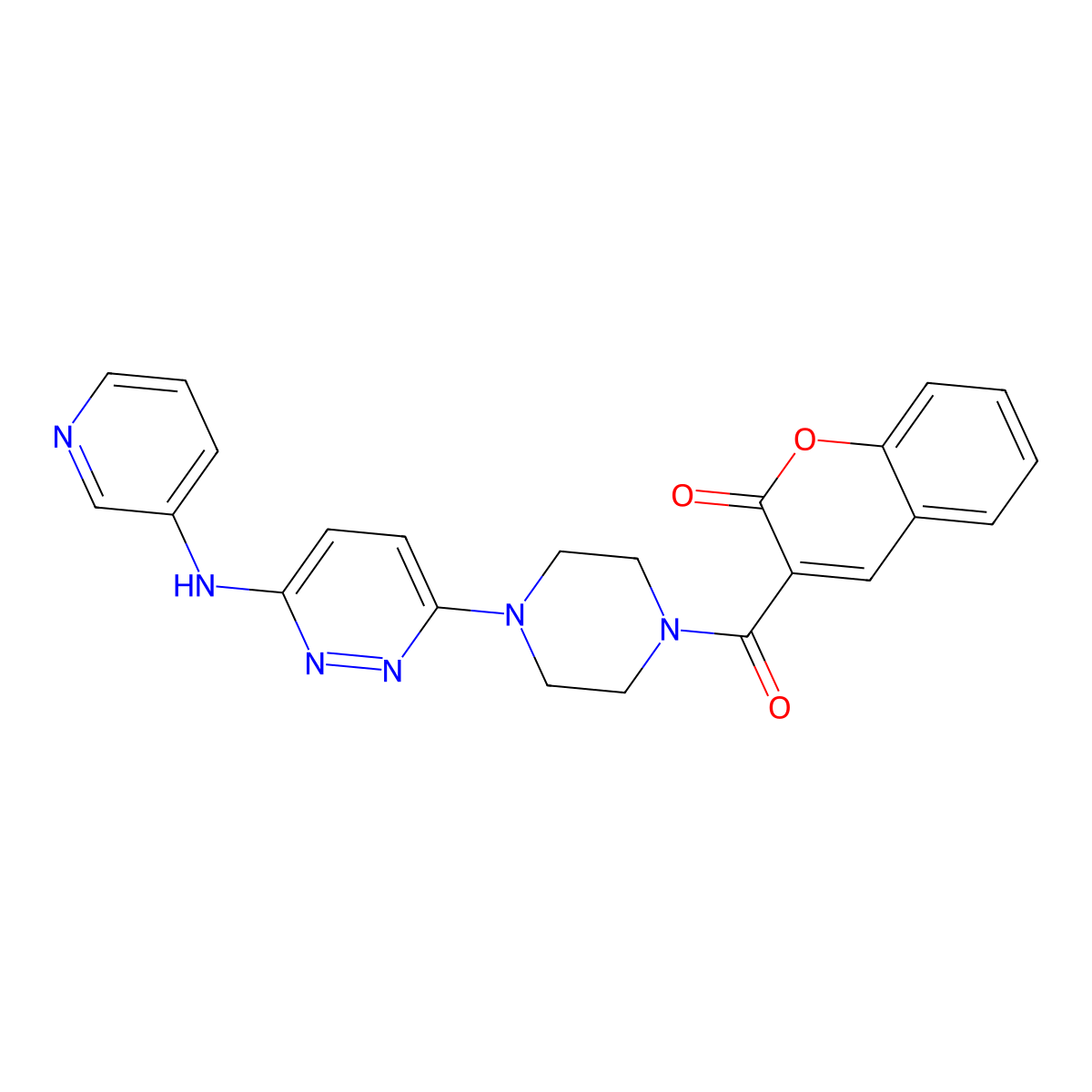 3-(4-(6-(pyridin-3-ylamino)pyridazin-3-yl)piperazine-1-carbonyl)-2H-chromen-2-one molecular structure, CAS 1020978-04-4