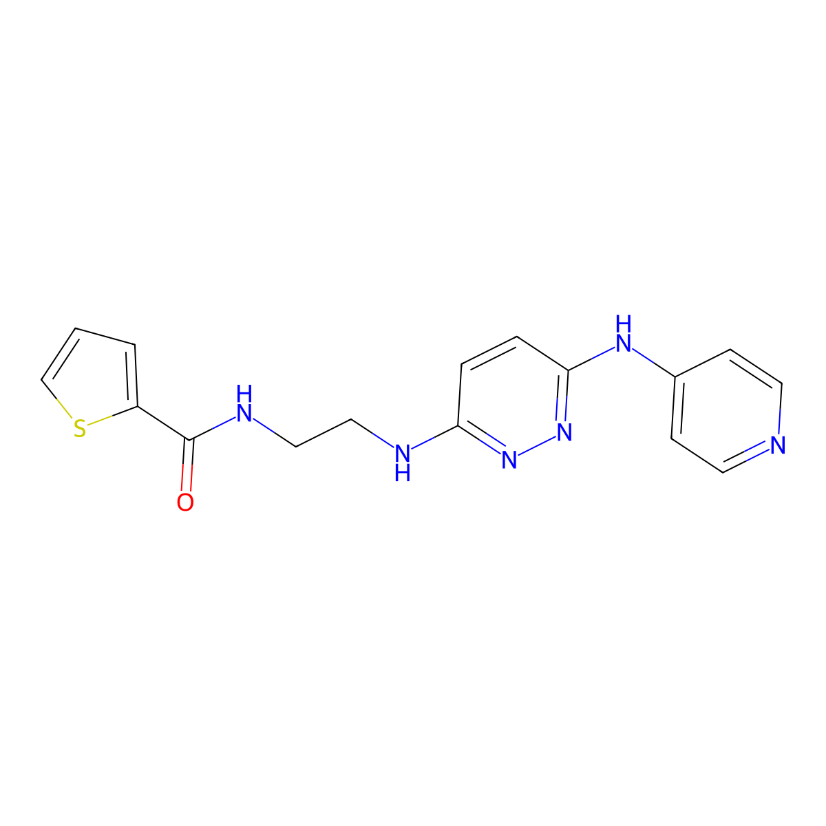N-(2-((6-(pyridin-4-ylamino)pyridazin-3-yl)amino)ethyl)thiophene-2-carboxamide molecular structure, CAS 1020978-34-0