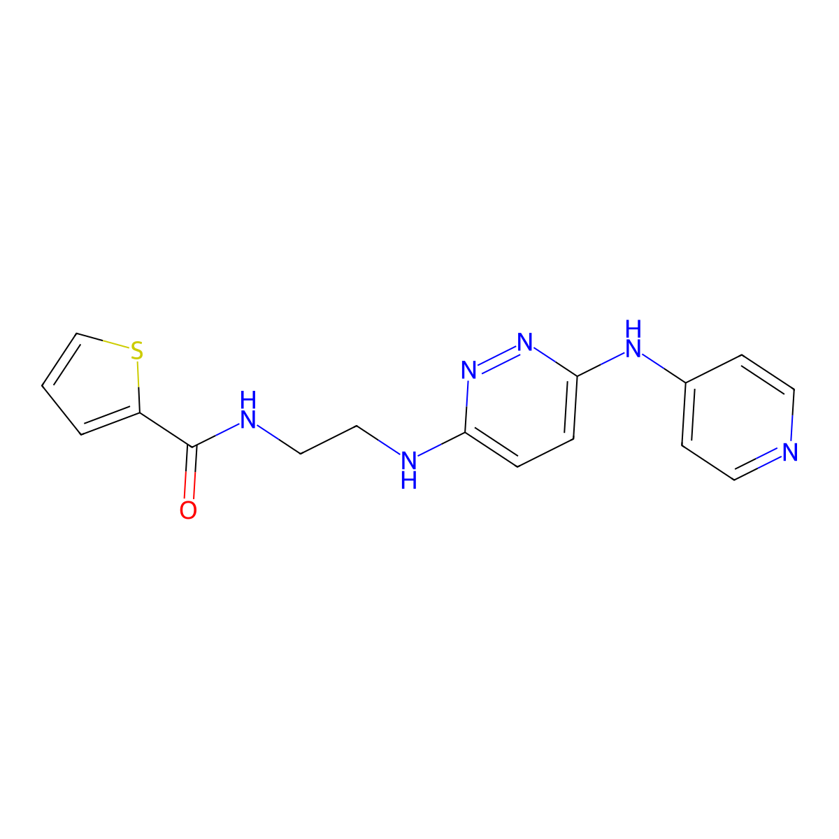 N-(2-((6-(pyridin-4-ylamino)pyridazin-3-yl)amino)ethyl)thiophene-2-carboxamide molecular structure, CAS 1020978-34-0