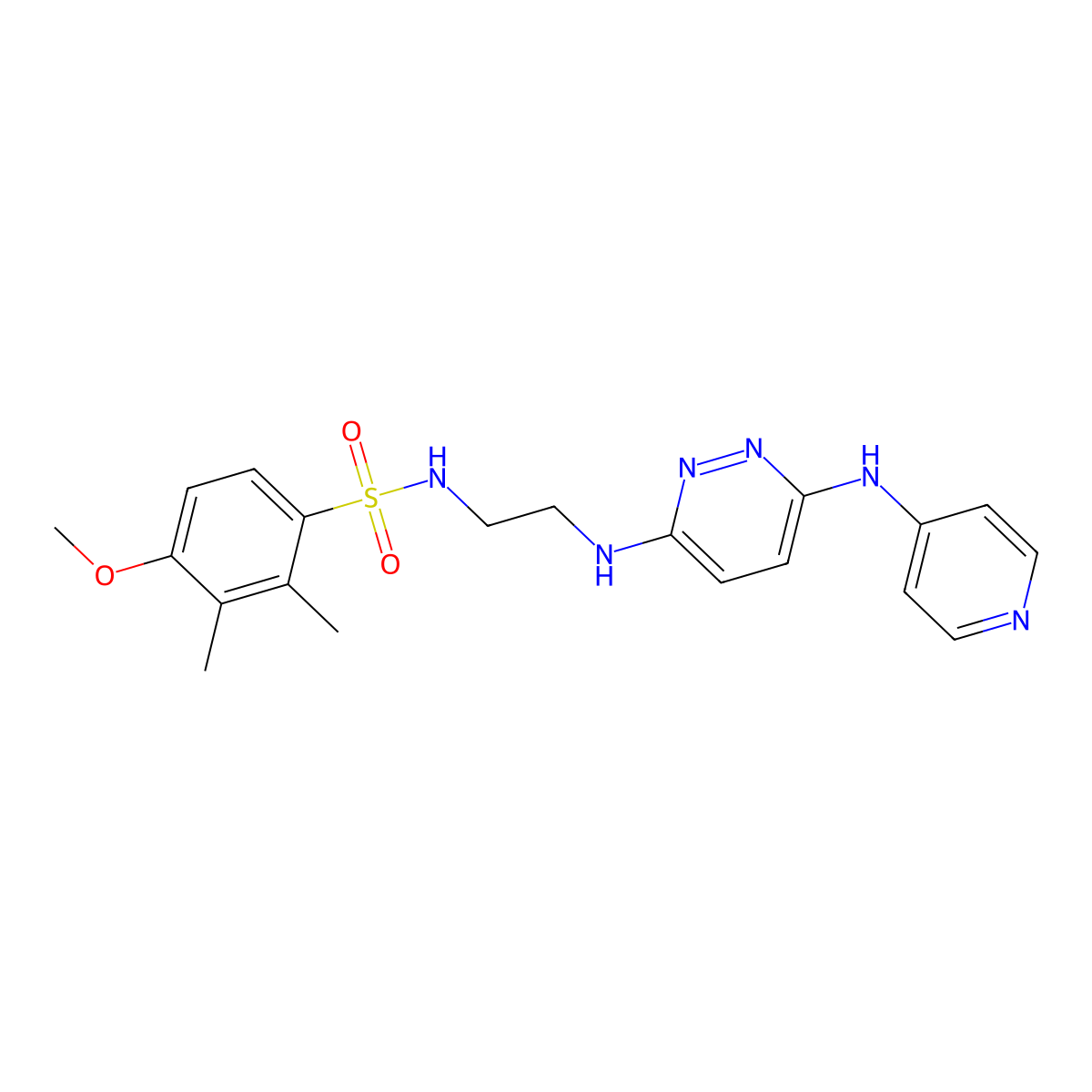 4-methoxy-2,3-dimethyl-N-(2-((6-(pyridin-4-ylamino)pyridazin-3-yl)amino)ethyl)benzenesulfonamide molecular structure, CAS 1020978-45-3