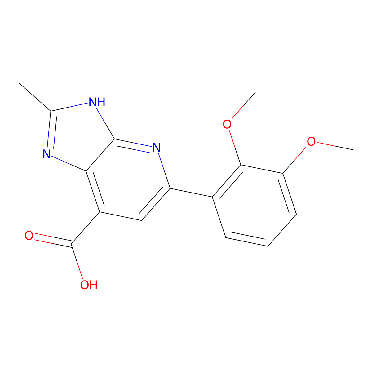 5-(2,3-dimethoxyphenyl)-2-methyl-3H-imidazo[4,5-b]pyridine-7-carboxylic acid molecular structure, CAS 1020978-50-0
