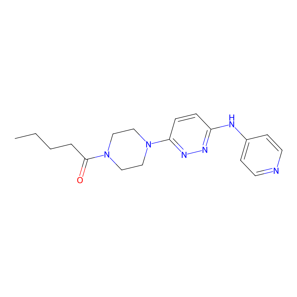 1-(4-(6-(Pyridin-4-ylamino)pyridazin-3-yl)piperazin-1-yl)pentan-1-one molecular structure, CAS 1020978-51-1