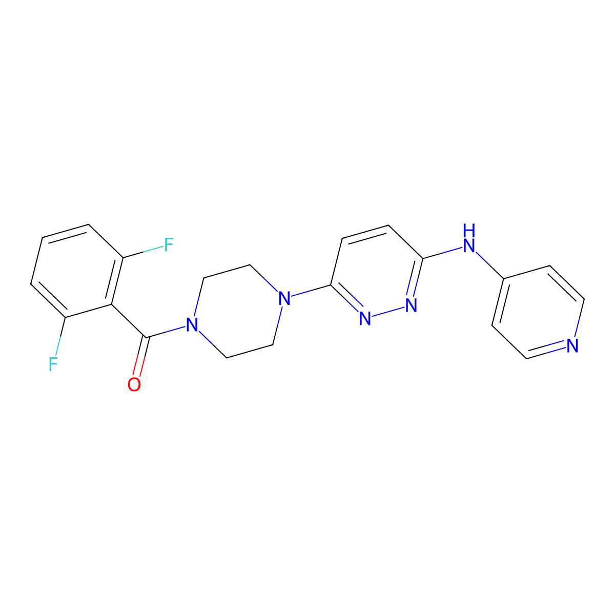 (2,6-Difluorophenyl)(4-(6-(pyridin-4-ylamino)pyridazin-3-yl)piperazin-1-yl)methanone molecular structure, CAS 1020978-57-7