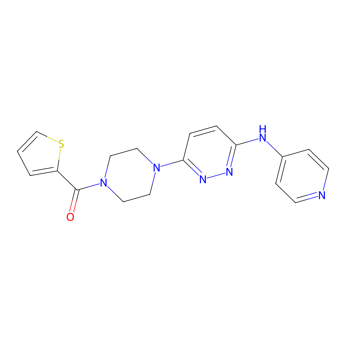 (4-(6-(Pyridin-4-ylamino)pyridazin-3-yl)piperazin-1-yl)(thiophen-2-yl)methanone molecular structure, CAS 1020978-63-5