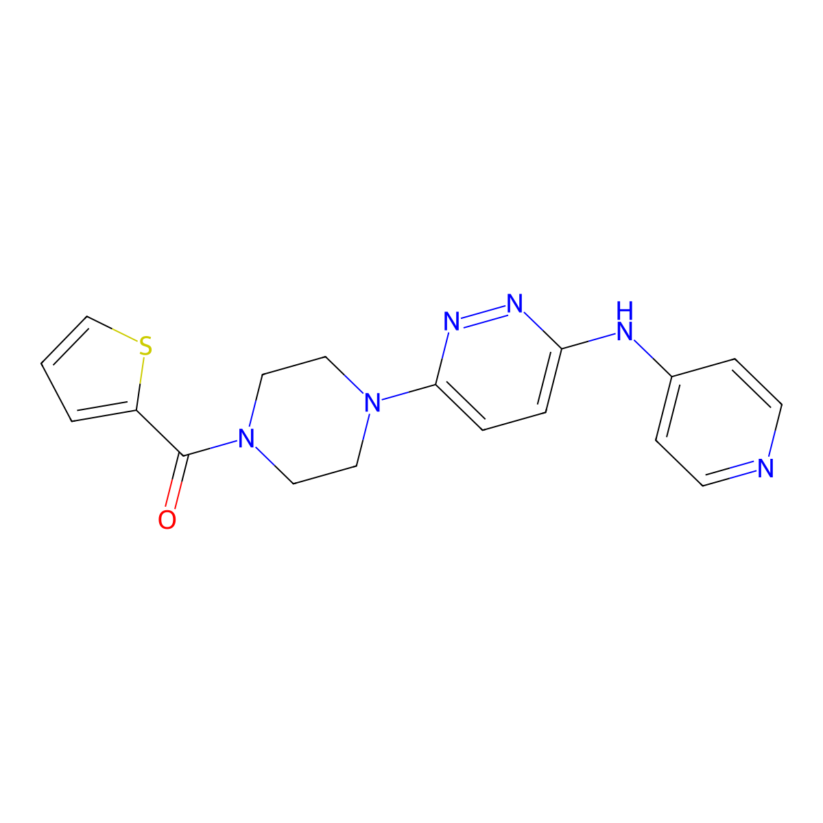 (4-(6-(Pyridin-4-ylamino)pyridazin-3-yl)piperazin-1-yl)(thiophen-2-yl)methanone molecular structure, CAS 1020978-63-5