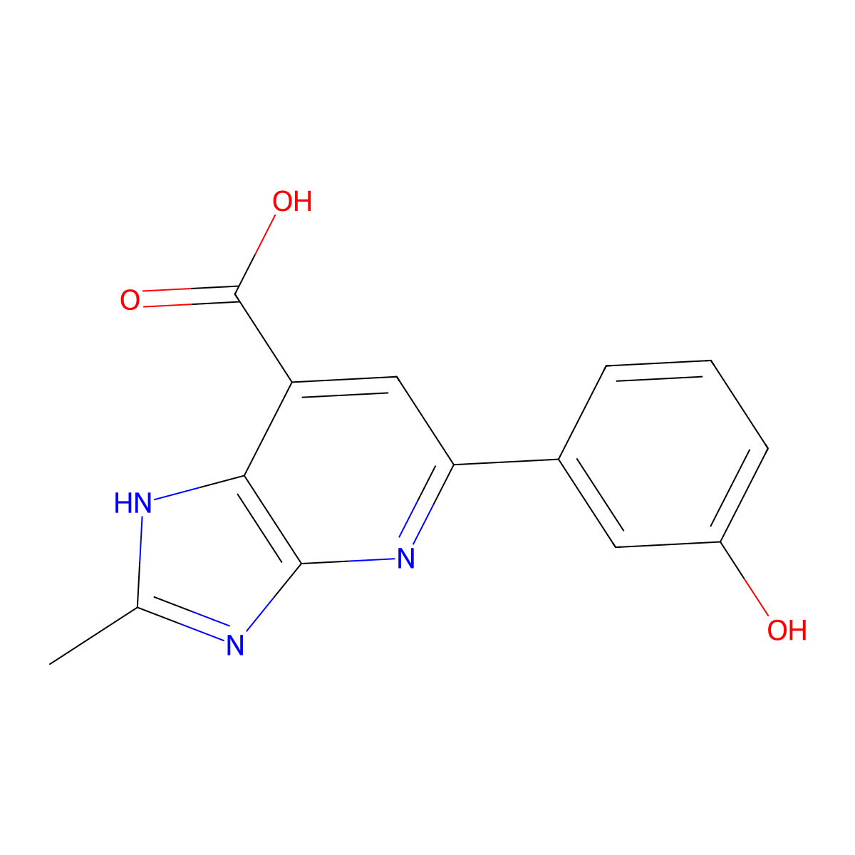 5-(3-hydroxyphenyl)-2-methyl-3H-imidazo[4,5-b]pyridine-7-carboxylic acid molecular structure, CAS 1020978-68-0