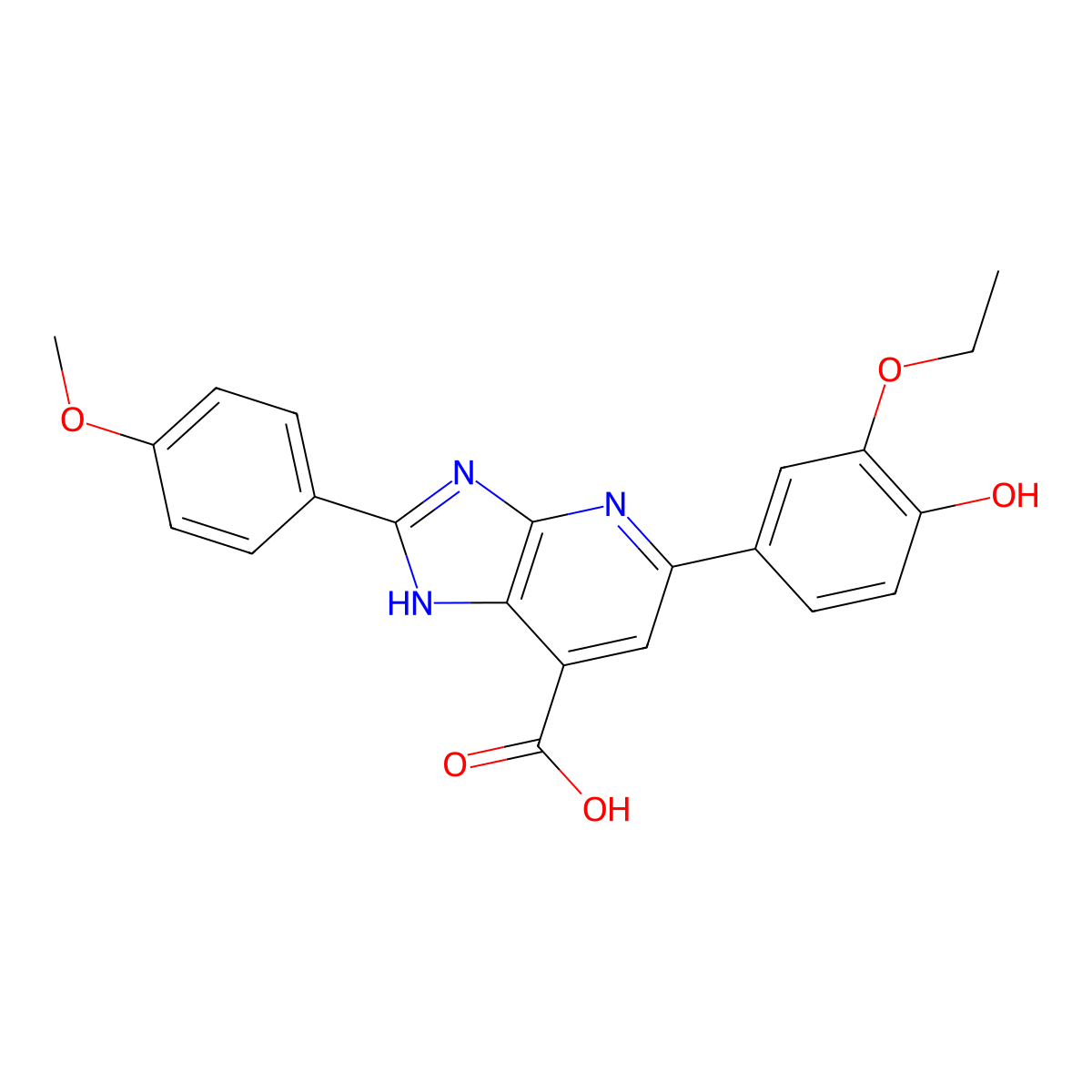 5-(3-ethoxy-4-hydroxyphenyl)-2-(4-methoxyphenyl)-3H-imidazo[4,5-b]pyridine-7-carboxylic acid molecular structure, CAS 1020978-91-9