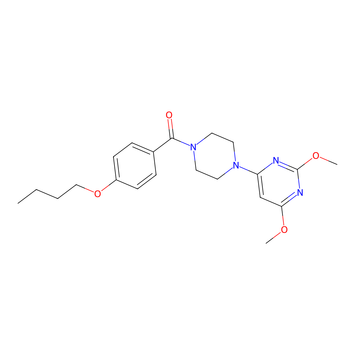 (4-Butoxyphenyl)(4-(2,6-dimethoxypyrimidin-4-yl)piperazin-1-yl)methanone molecular structure, CAS 1020978-92-0
