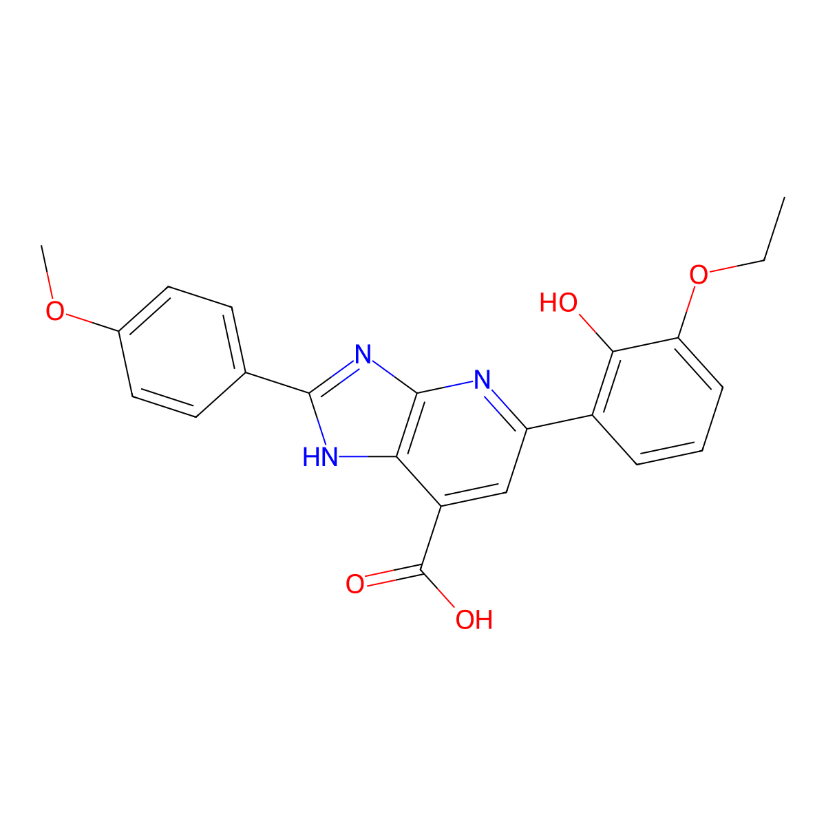 5-(3-ethoxy-2-hydroxyphenyl)-2-(4-methoxyphenyl)-3H-imidazo[4,5-b]pyridine-7-carboxylic acid molecular structure, CAS 1020978-97-5