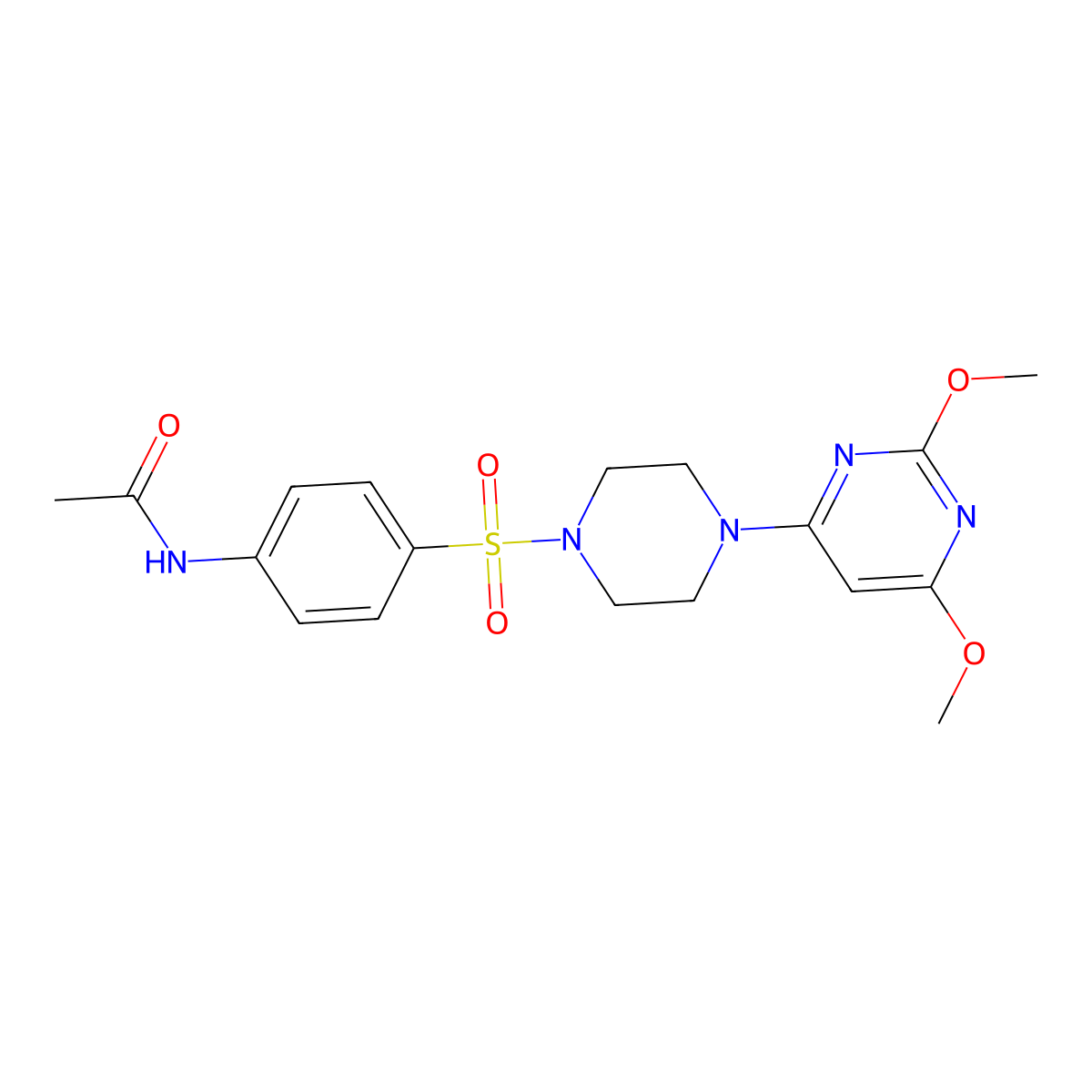 N-(4-((4-(2,6-dimethoxypyrimidin-4-yl)piperazin-1-yl)sulfonyl)phenyl)acetamide molecular structure, CAS 1020979-10-5