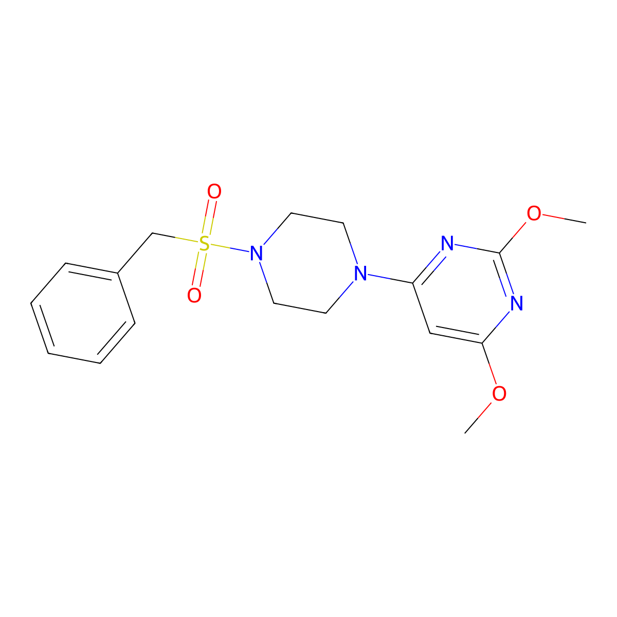 4-(4-(Benzylsulfonyl)piperazin-1-yl)-2,6-dimethoxypyrimidine molecular structure, CAS 1020979-27-4