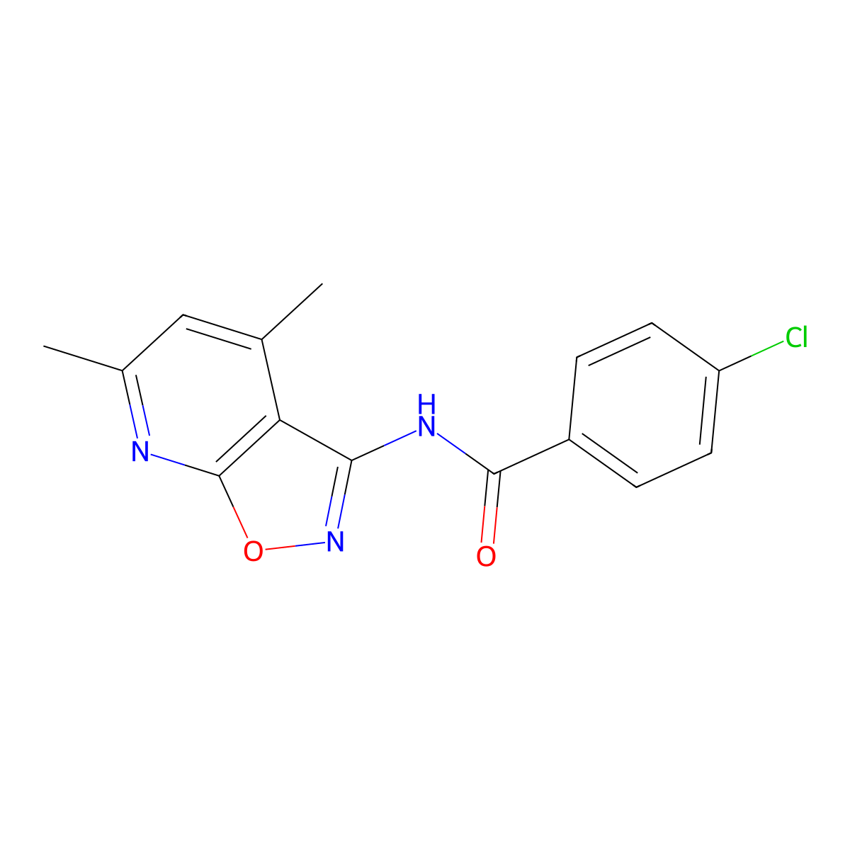 4-chloro-N-(4,6-dimethylisoxazolo[5,4-b]pyridin-3-yl)benzamide molecular structure, CAS 1020979-31-0