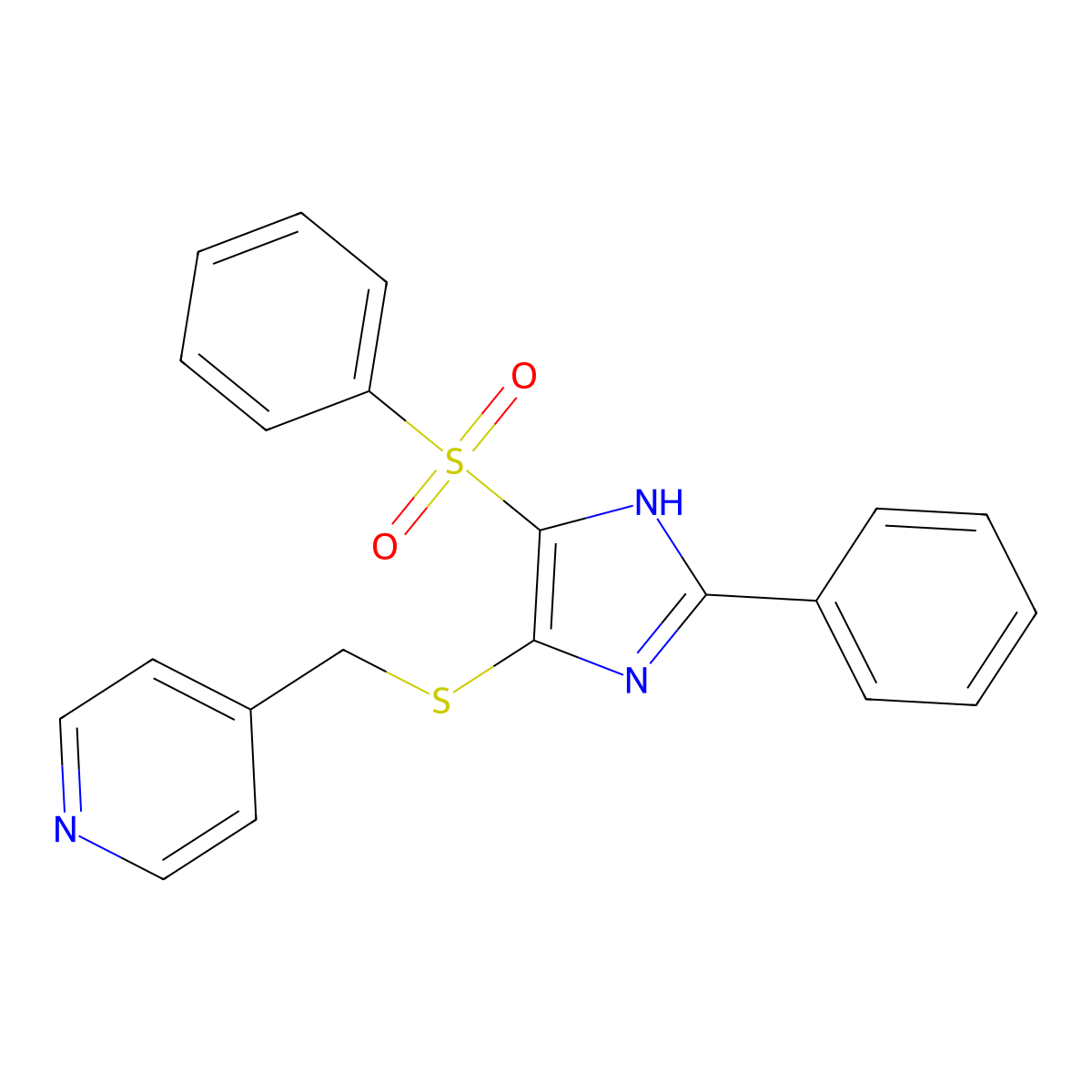 4-(((2-phenyl-4-(phenylsulfonyl)-1H-imidazol-5-yl)thio)methyl)pyridine molecular structure, CAS 1020979-37-6