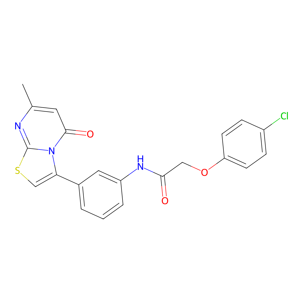 2-(4-chlorophenoxy)-N-(3-(7-methyl-5-oxo-5H-thiazolo[3,2-a]pyrimidin-3-yl)phenyl)acetamide molecular structure, CAS 1020979-50-3
