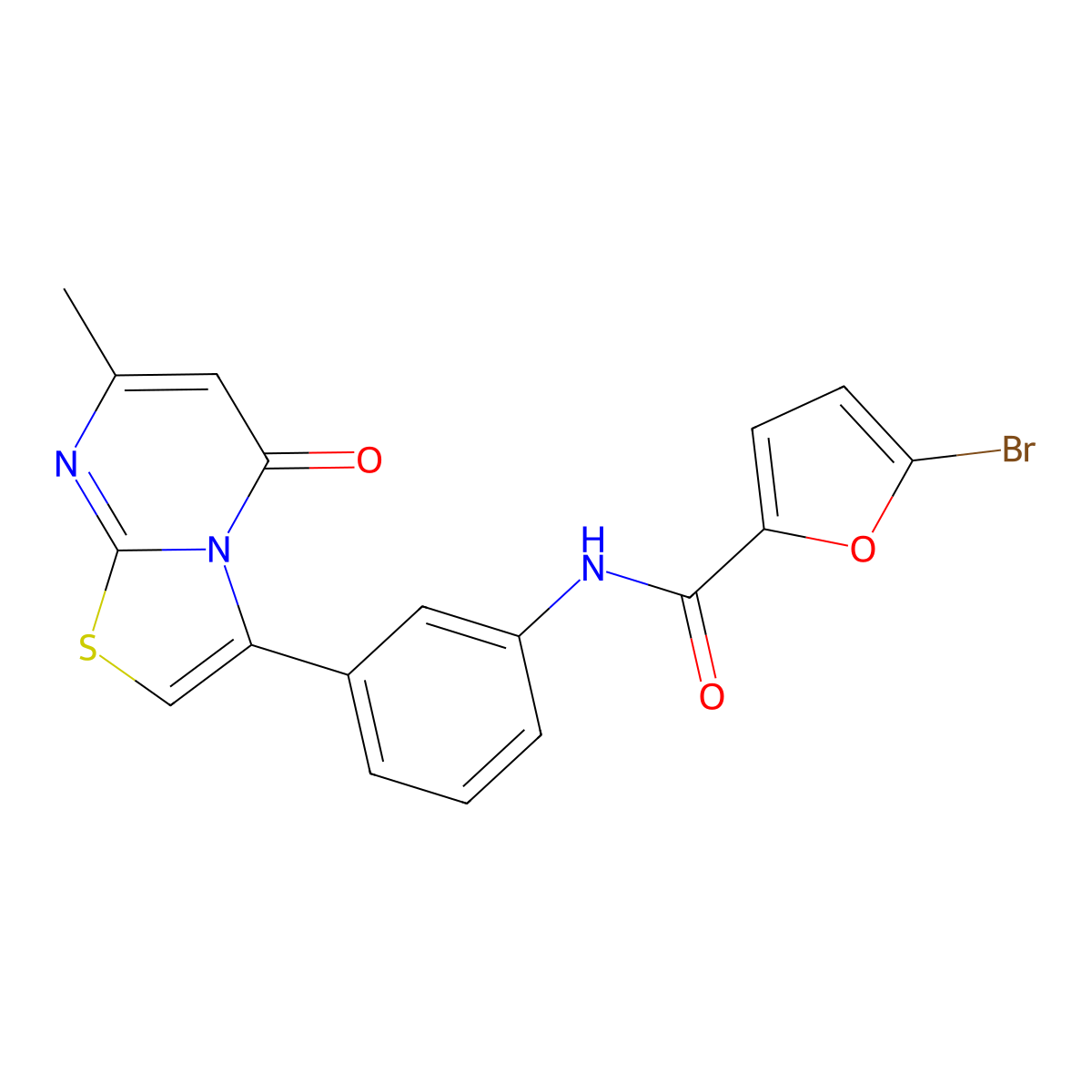 5-bromo-N-(3-(7-methyl-5-oxo-5H-thiazolo[3,2-a]pyrimidin-3-yl)phenyl)furan-2-carboxamide molecular structure, CAS 1020979-56-9