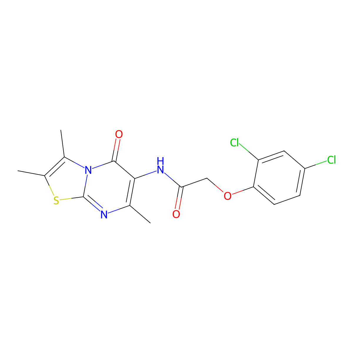 2-(2,4-dichlorophenoxy)-N-(2,3,7-trimethyl-5-oxo-5H-thiazolo[3,2-a]pyrimidin-6-yl)acetamide molecular structure, CAS 1020979-85-4
