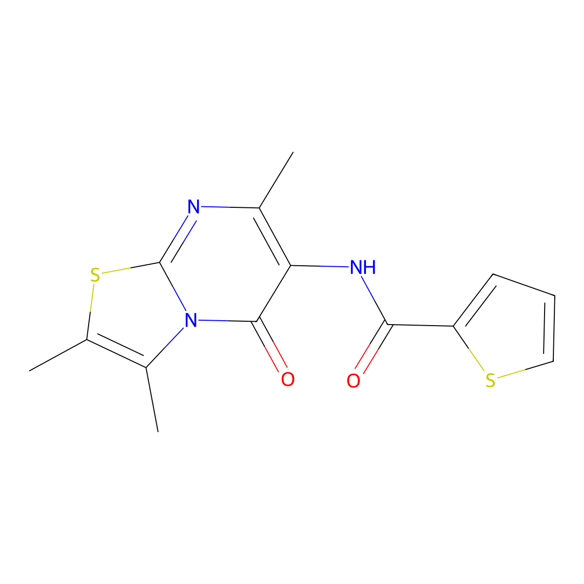 N-(2,3,7-trimethyl-5-oxo-5H-thiazolo[3,2-a]pyrimidin-6-yl)thiophene-2-carboxamide molecular structure, CAS 1020979-90-1