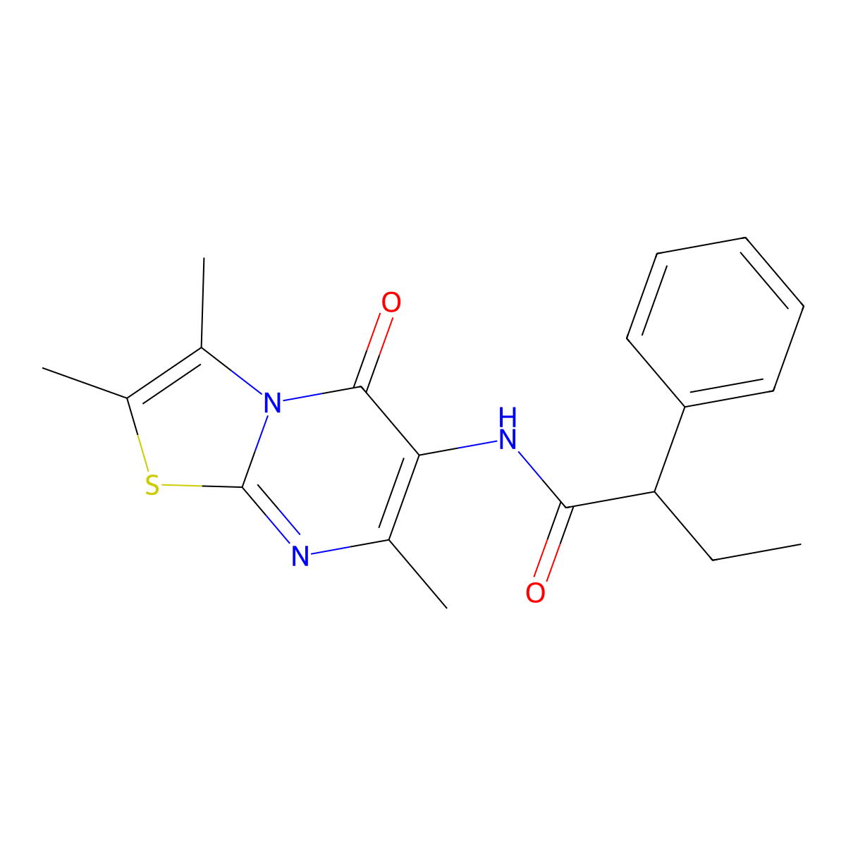 2-phenyl-N-(2,3,7-trimethyl-5-oxo-5H-thiazolo[3,2-a]pyrimidin-6-yl)butanamide molecular structure, CAS 1020979-95-6