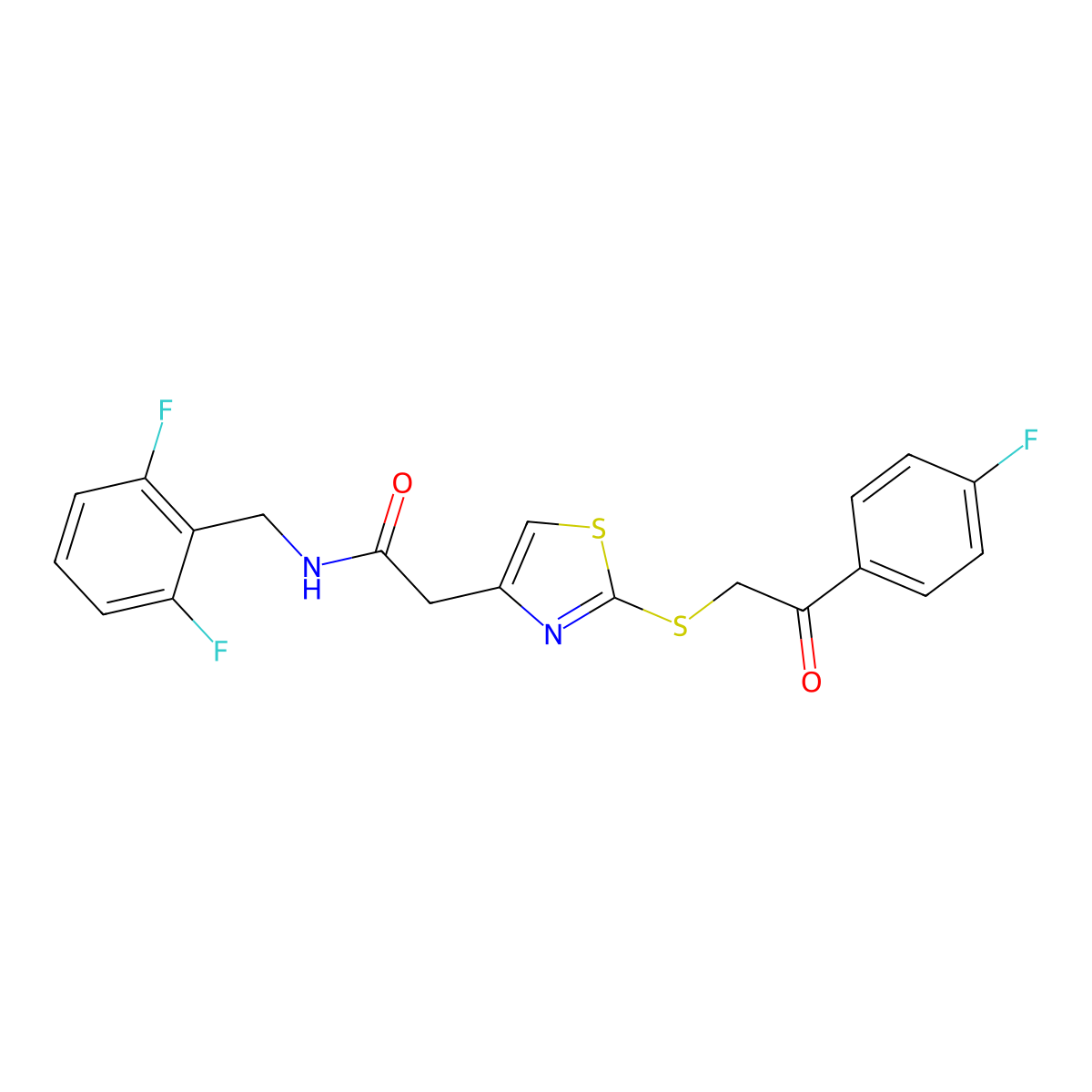 N-(2,6-difluorobenzyl)-2-(2-((2-(4-fluorophenyl)-2-oxoethyl)thio)thiazol-4-yl)acetamide molecular structure, CAS 1020979-99-0