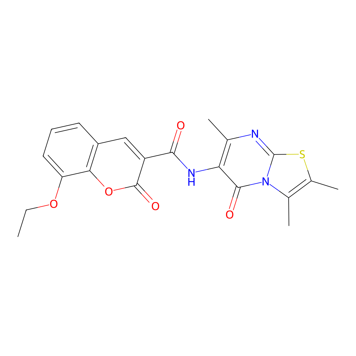 8-ethoxy-2-oxo-N-(2,3,7-trimethyl-5-oxo-5H-thiazolo[3,2-a]pyrimidin-6-yl)-2H-chromene-3-carboxamide molecular structure, CAS 1020980-18-0