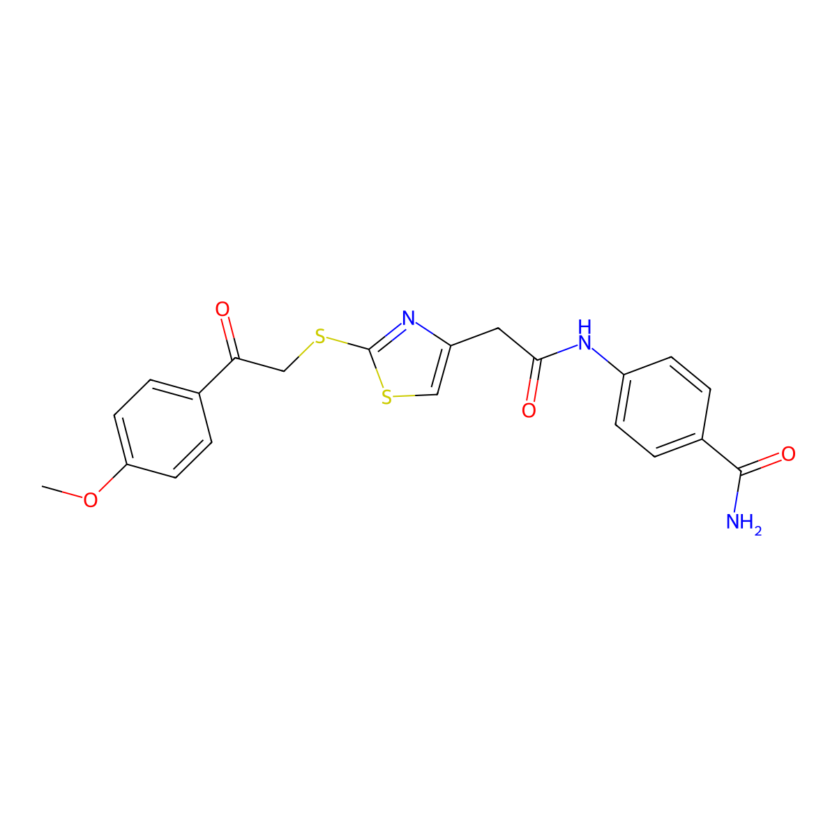 4-(2-(2-((2-(4-Methoxyphenyl)-2-oxoethyl)thio)thiazol-4-yl)acetamido)benzamide molecular structure, CAS 1020980-23-7