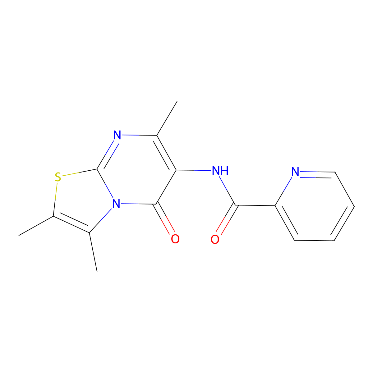 N-(2,3,7-trimethyl-5-oxo-5H-thiazolo[3,2-a]pyrimidin-6-yl)picolinamide molecular structure, CAS 1020980-30-6