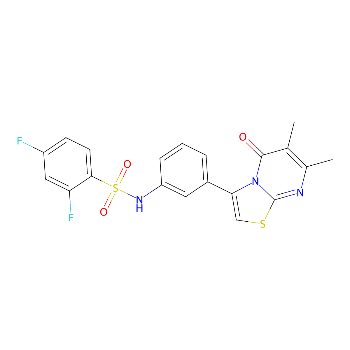 N-(3-(6,7-dimethyl-5-oxo-5H-thiazolo[3,2-a]pyrimidin-3-yl)phenyl)-2,4-difluorobenzenesulfonamide molecular structure, CAS 1020980-78-2