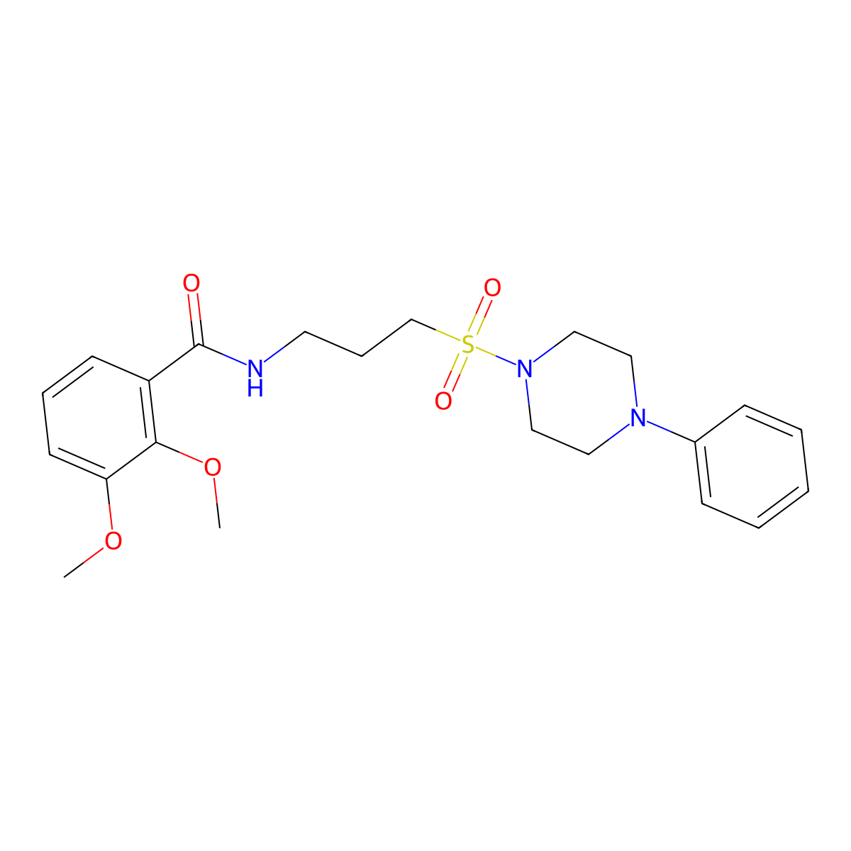 2,3-dimethoxy-N-(3-((4-phenylpiperazin-1-yl)sulfonyl)propyl)benzamide molecular structure, CAS 1020980-90-8
