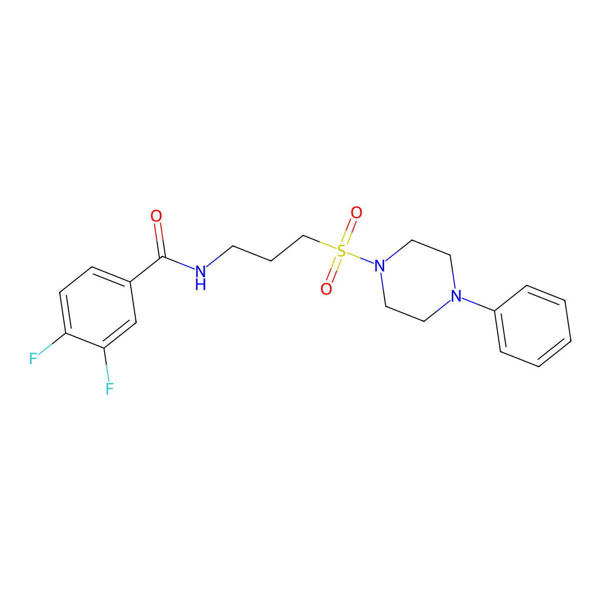 3,4-difluoro-N-(3-((4-phenylpiperazin-1-yl)sulfonyl)propyl)benzamide molecular structure, CAS 1020980-97-5