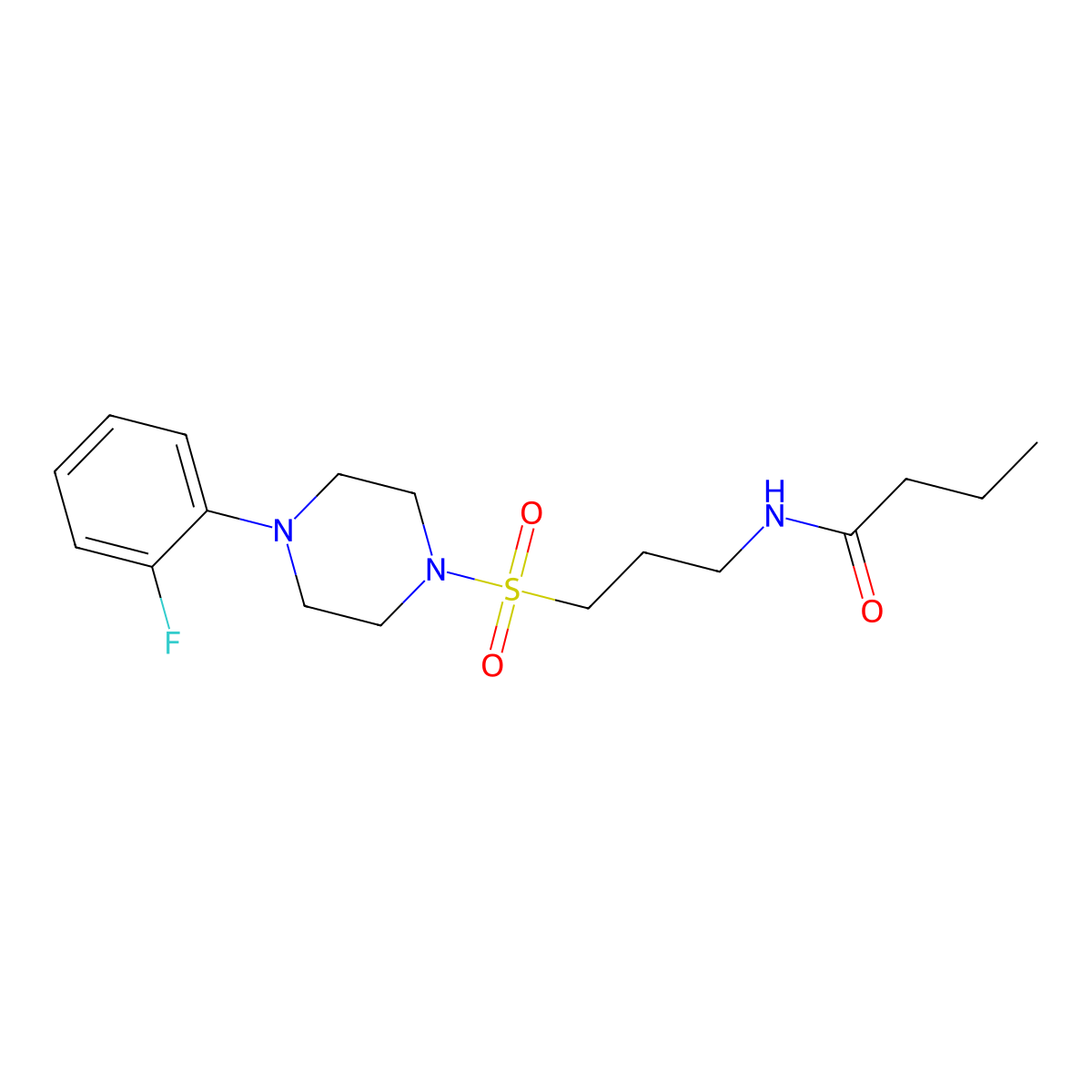 N-(3-((4-(2-fluorophenyl)piperazin-1-yl)sulfonyl)propyl)butyramide molecular structure, CAS 1020981-53-6