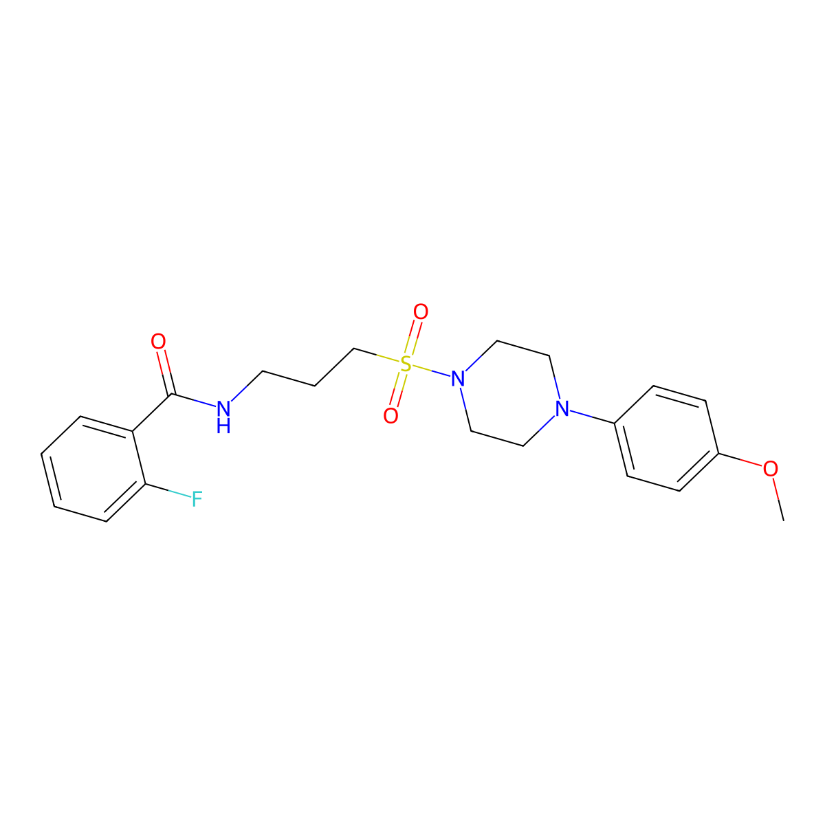 2-fluoro-N-(3-((4-(4-methoxyphenyl)piperazin-1-yl)sulfonyl)propyl)benzamide molecular structure, CAS 1020982-02-8