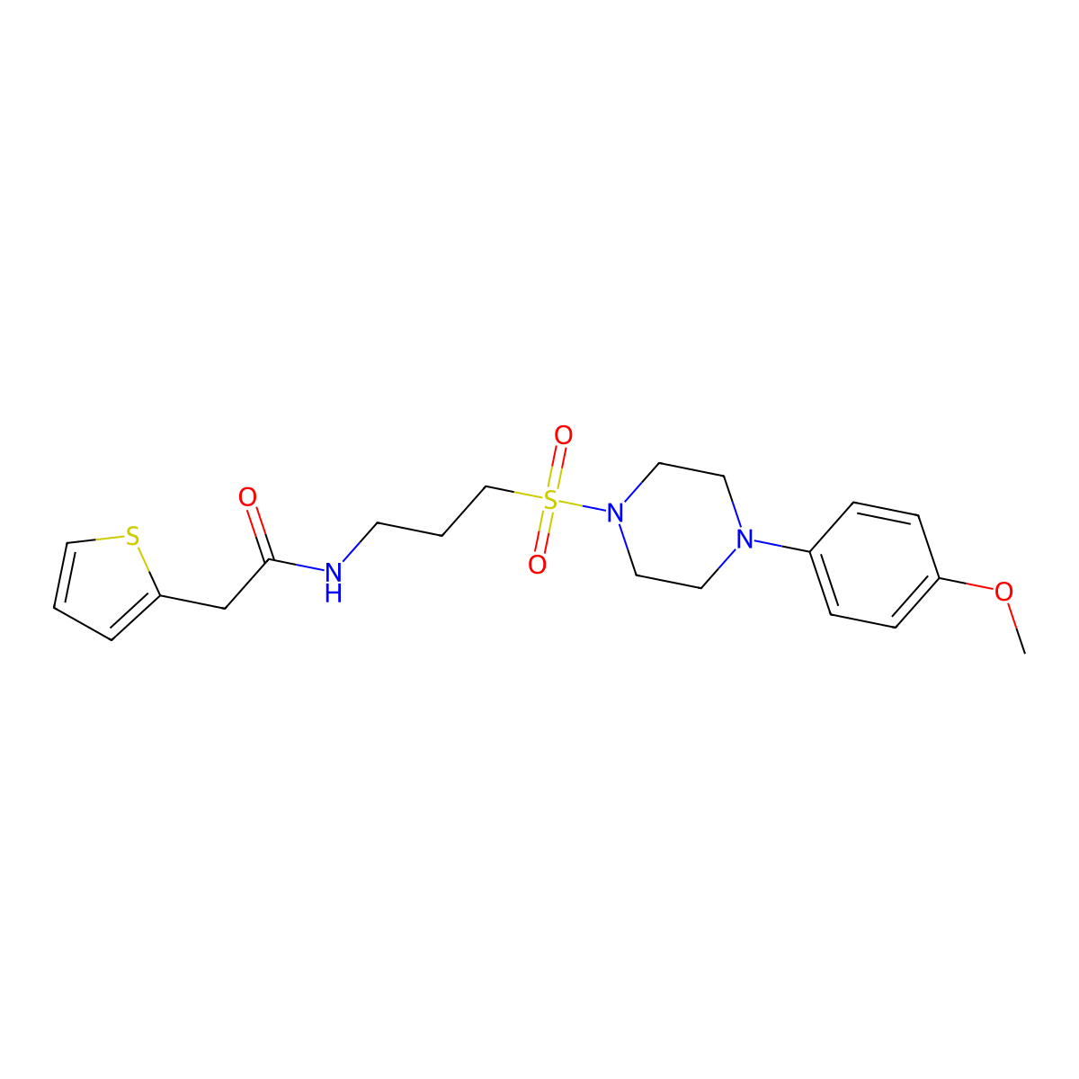 N-(3-((4-(4-methoxyphenyl)piperazin-1-yl)sulfonyl)propyl)-2-(thiophen-2-yl)acetamide molecular structure, CAS 1020982-10-8