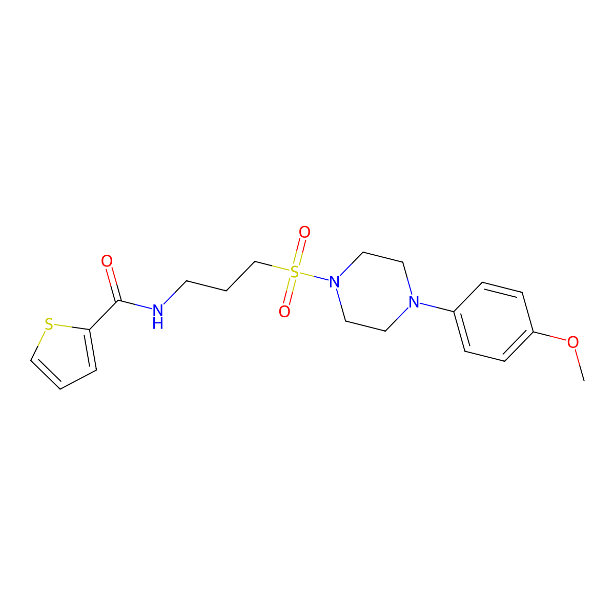 N-(3-((4-(4-methoxyphenyl)piperazin-1-yl)sulfonyl)propyl)thiophene-2-carboxamide molecular structure, CAS 1020982-17-5