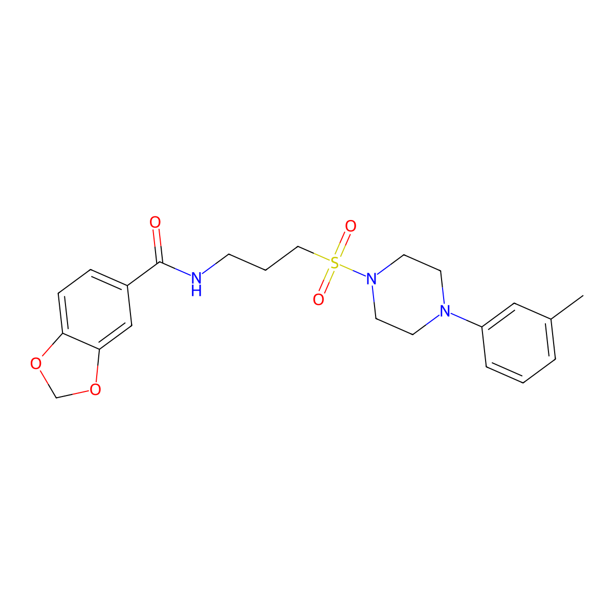 N-(3-((4-(m-tolyl)piperazin-1-yl)sulfonyl)propyl)benzo[d][1,3]dioxole-5-carboxamide molecular structure, CAS 1020982-30-2