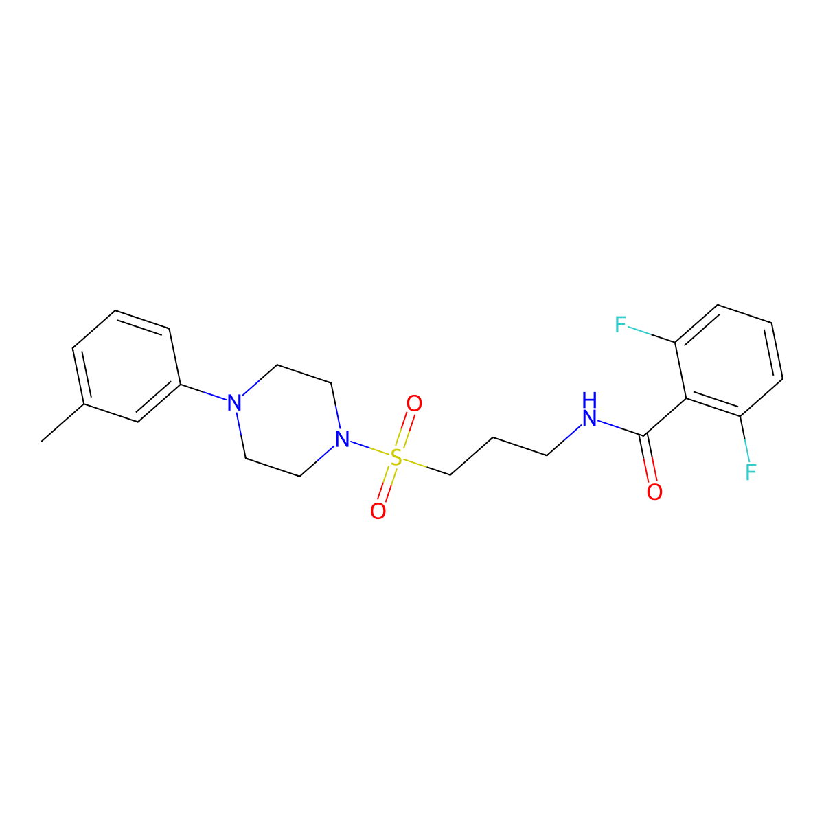 2,6-difluoro-N-(3-((4-(m-tolyl)piperazin-1-yl)sulfonyl)propyl)benzamide molecular structure, CAS 1020982-37-9