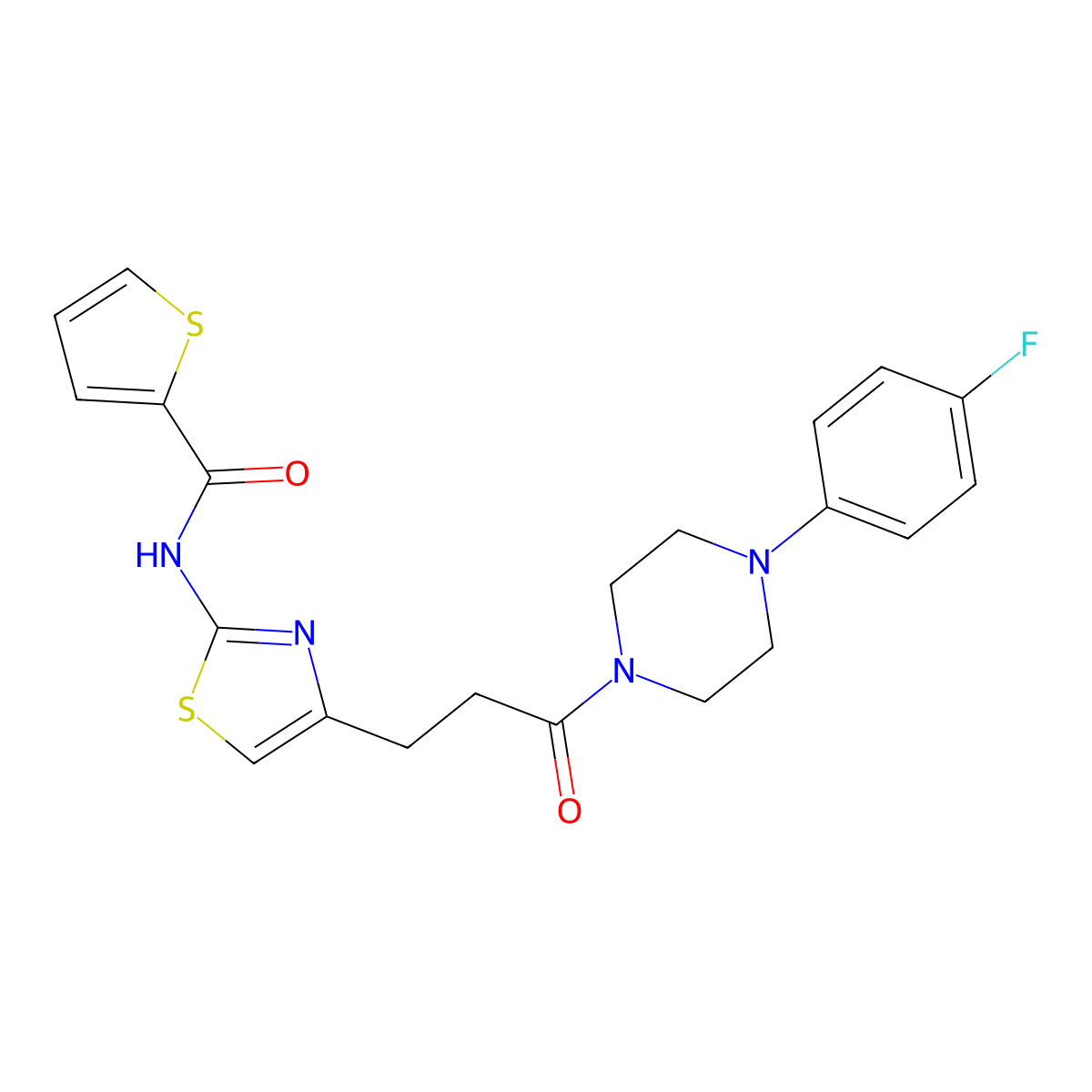 N-(4-(3-(4-(4-fluorophenyl)piperazin-1-yl)-3-oxopropyl)thiazol-2-yl)thiophene-2-carboxamide molecular structure, CAS 1020982-83-5
