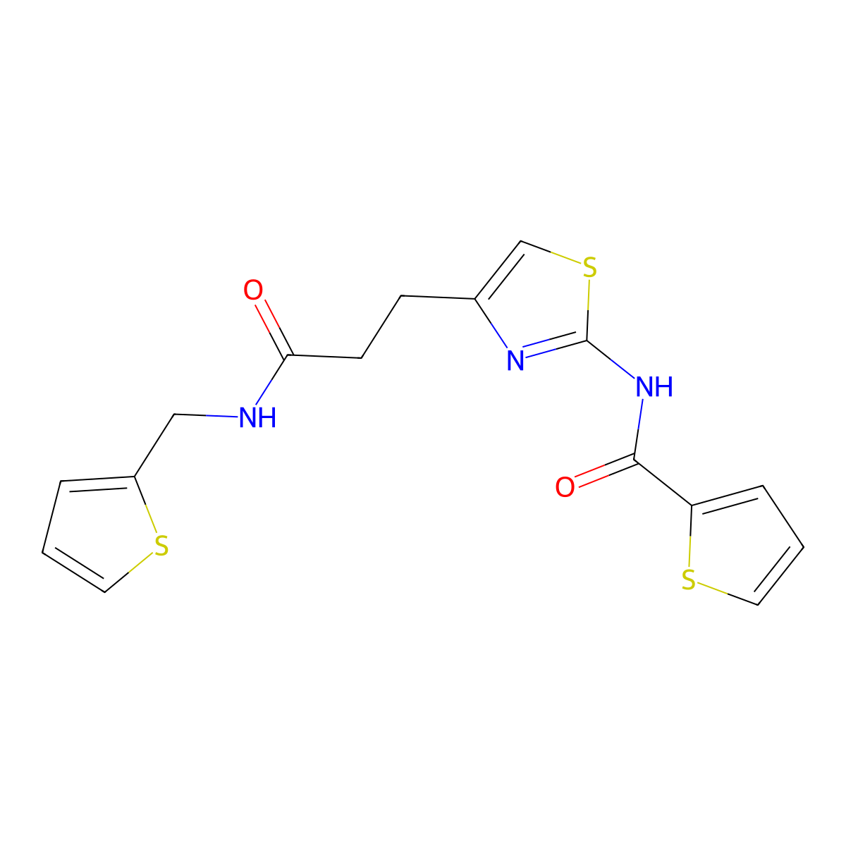 N-(4-(3-oxo-3-((thiophen-2-ylmethyl)amino)propyl)thiazol-2-yl)thiophene-2-carboxamide molecular structure, CAS 1020982-98-2