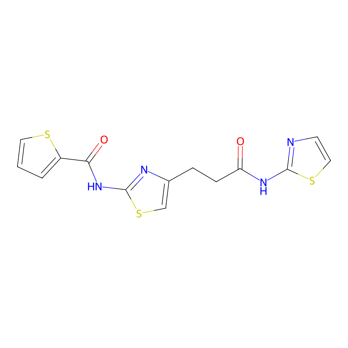 N-(4-(3-oxo-3-(thiazol-2-ylamino)propyl)thiazol-2-yl)thiophene-2-carboxamide molecular structure, CAS 1020983-13-4