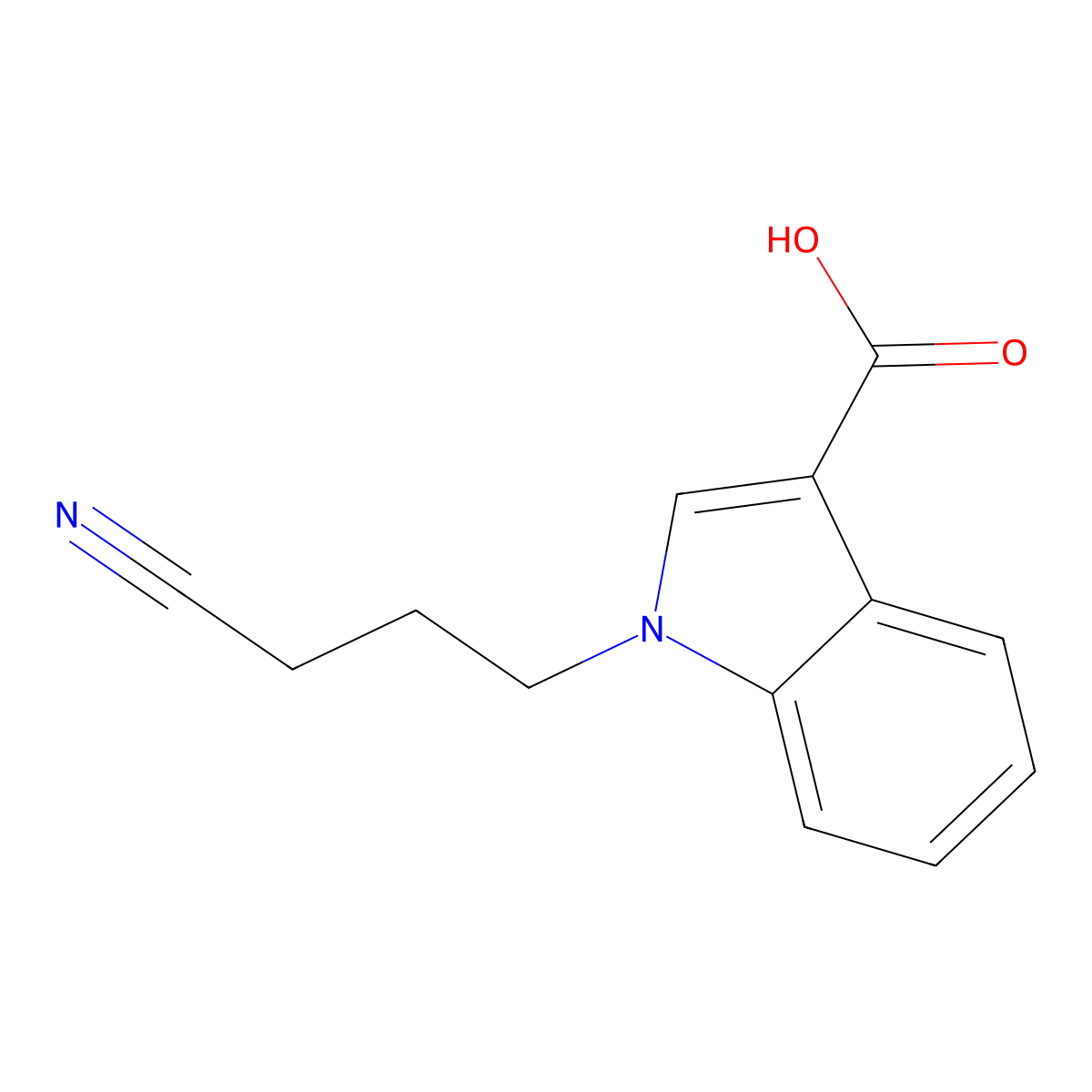 1-(3-cyanopropyl)-1H-indole-3-carboxylic acid molecular structure, CAS 1020984-72-8