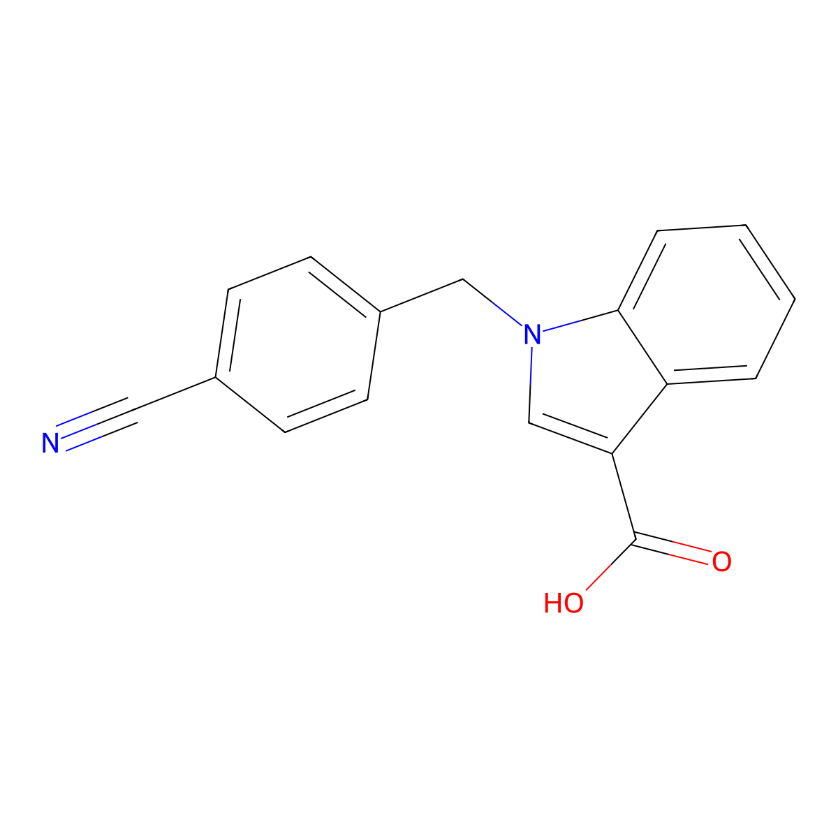 1-[(4-cyanophenyl)methyl]-1H-indole-3-carboxylic acid molecular structure, CAS 1020984-80-8
