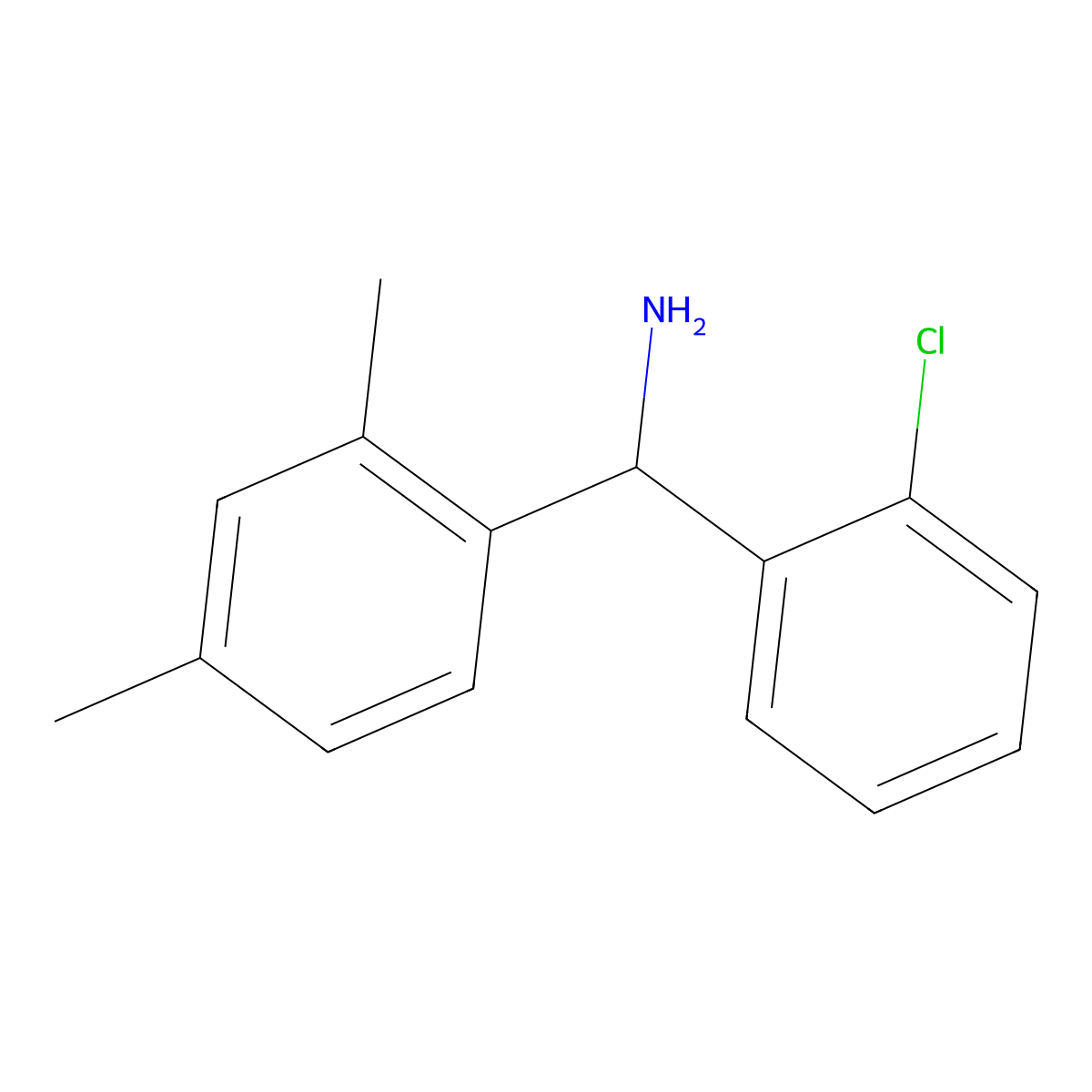 (2-Chlorophenyl)(2,4-dimethylphenyl)methanamine molecular structure, CAS 1020984-98-8