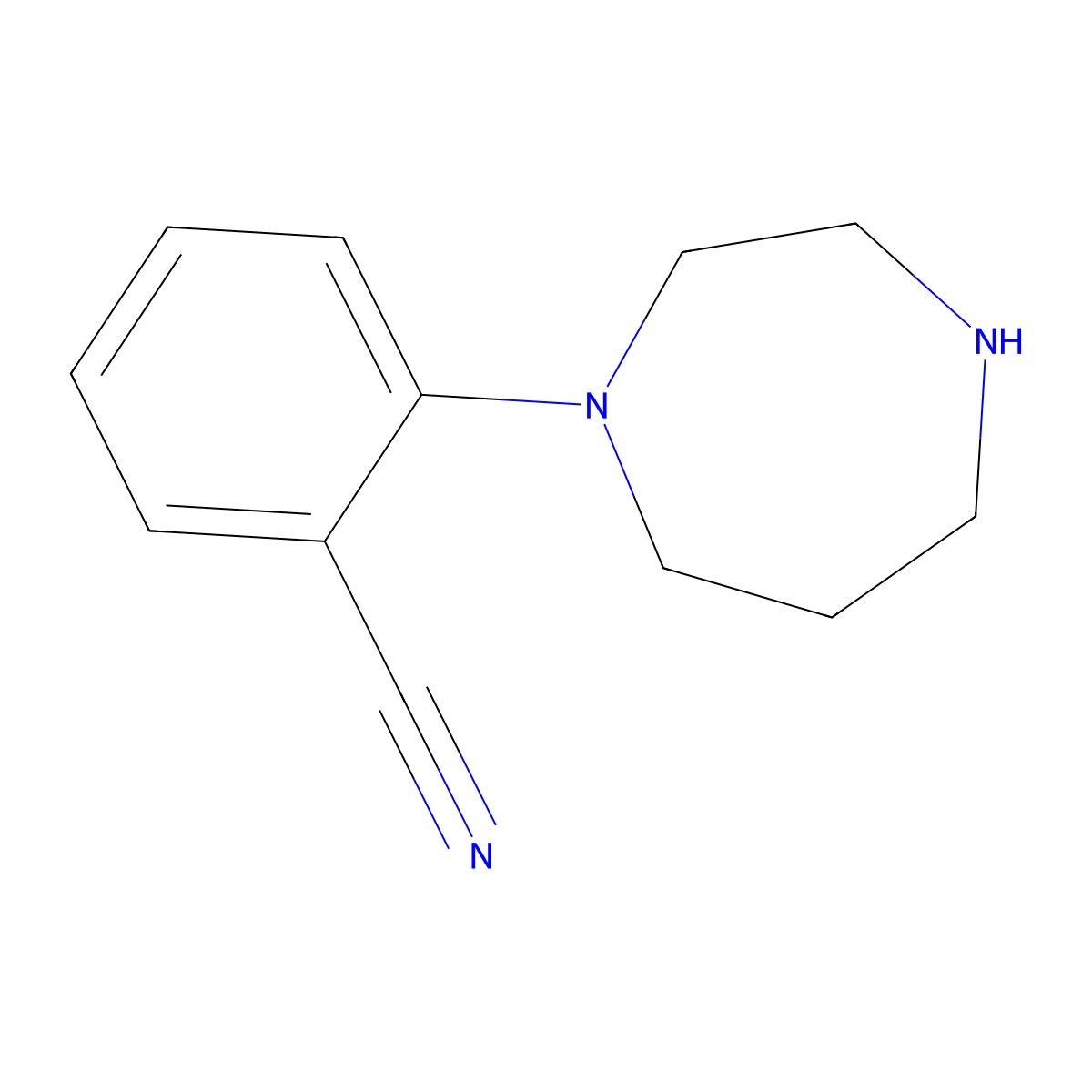 2-(1,4-Diazepan-1-yl)benzonitrile molecular structure, CAS 1020986-79-1
