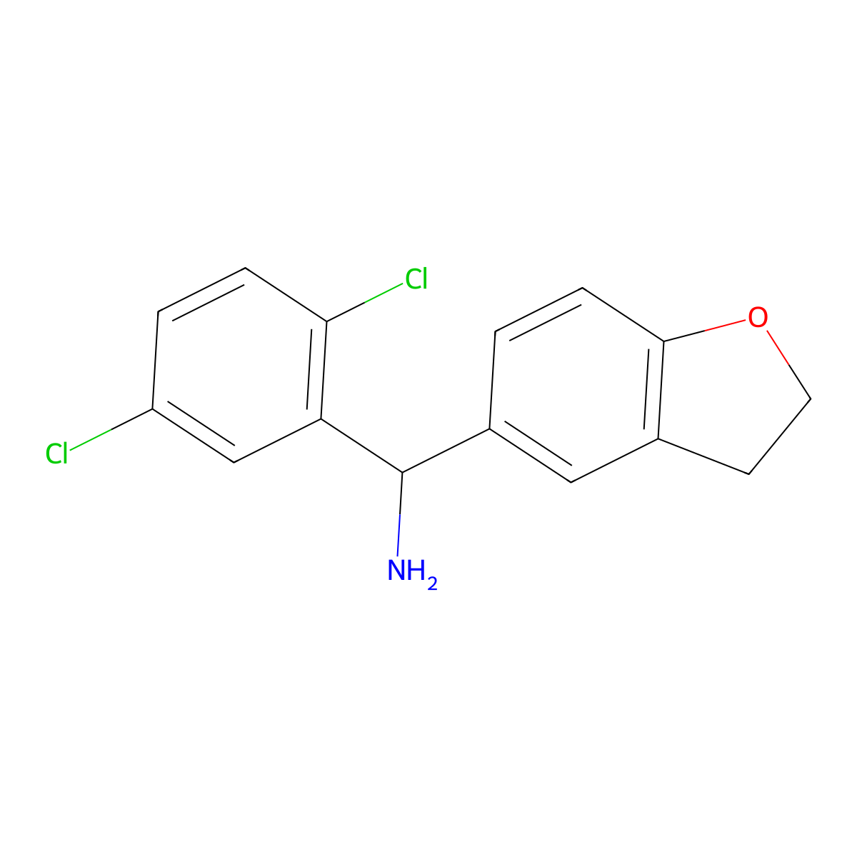 (2,5-Dichlorophenyl)(2,3-dihydro-1-benzofuran-5-yl)methanamine molecular structure, CAS 1020989-37-0