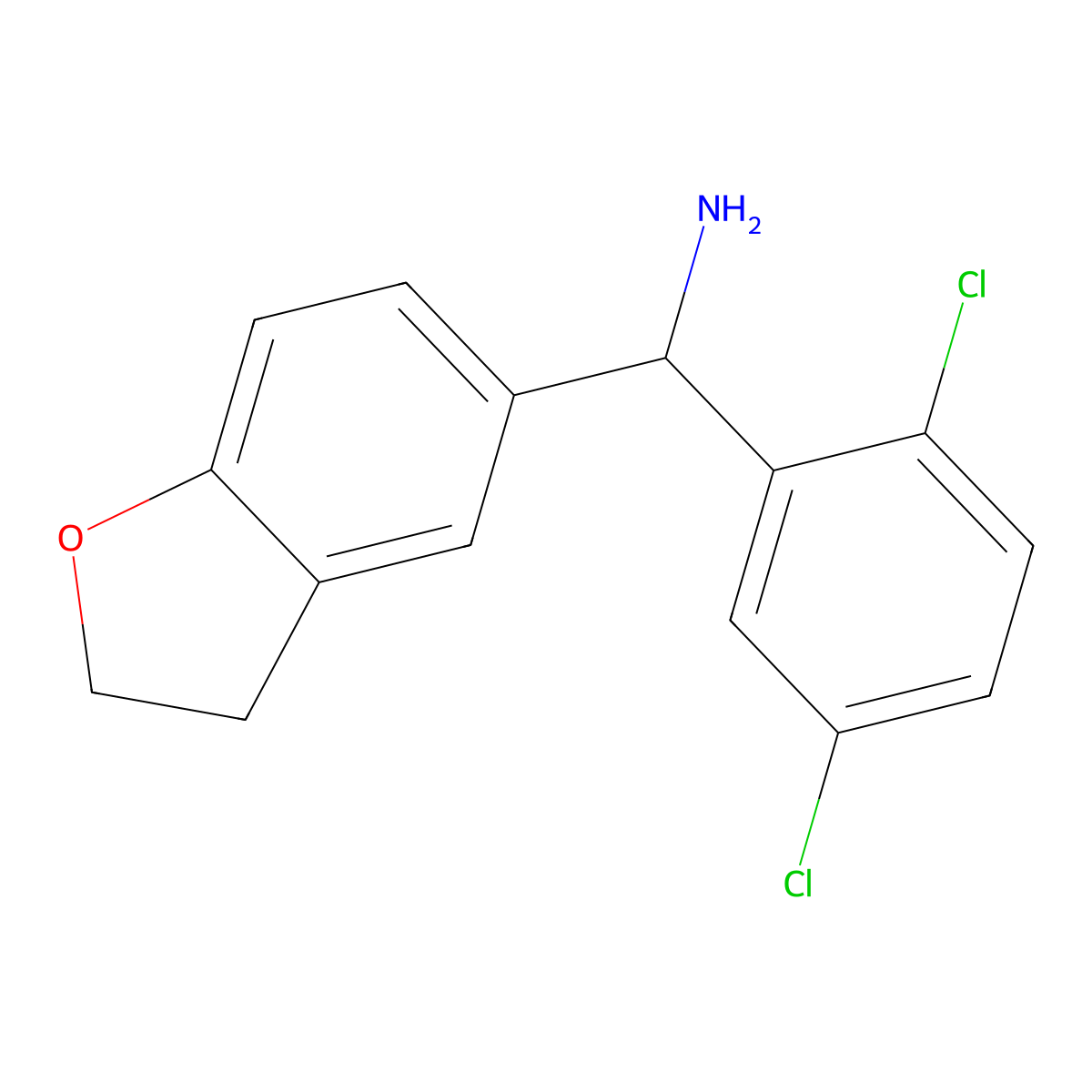 (2,5-Dichlorophenyl)(2,3-dihydro-1-benzofuran-5-yl)methanamine molecular structure, CAS 1020989-37-0