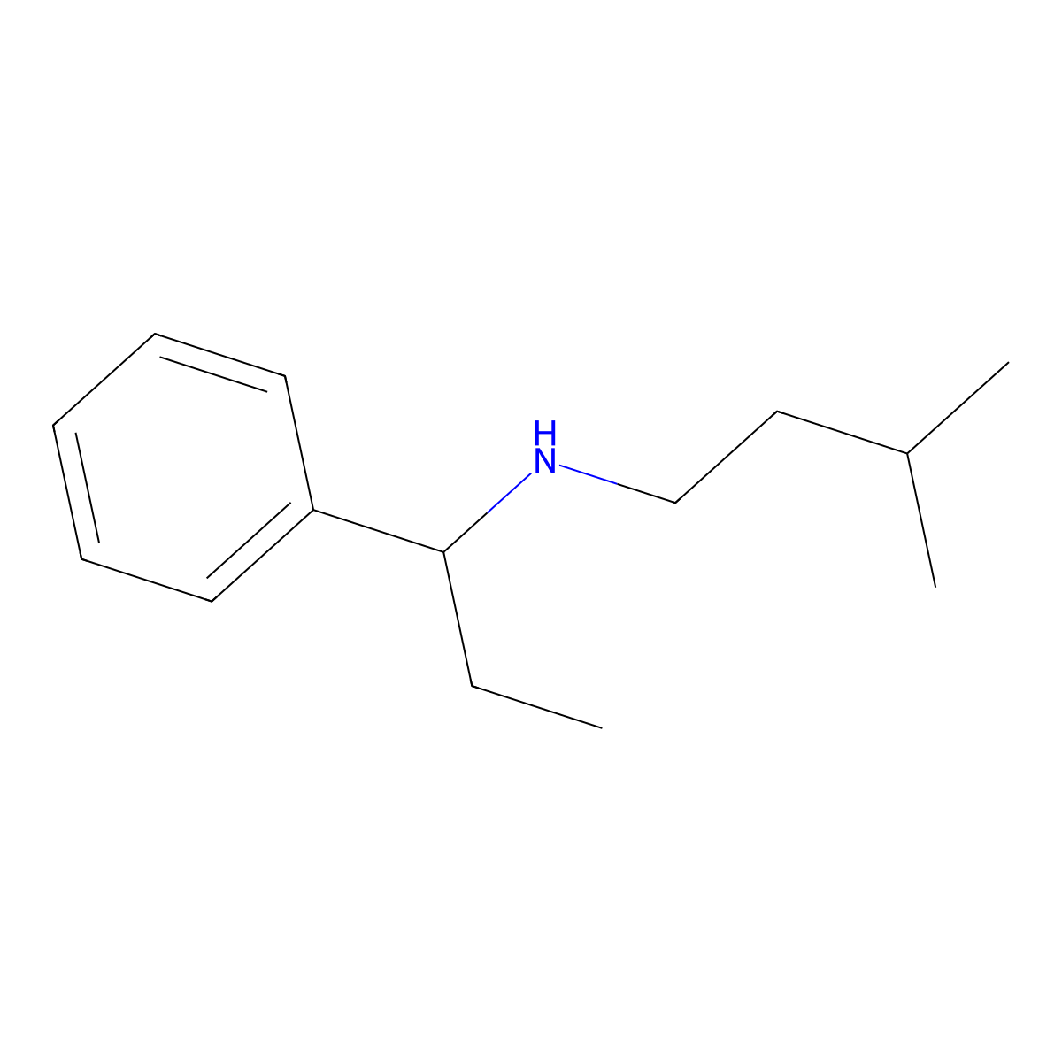 (3-Methylbutyl)(1-phenylpropyl)amine molecular structure, CAS 1020992-13-5