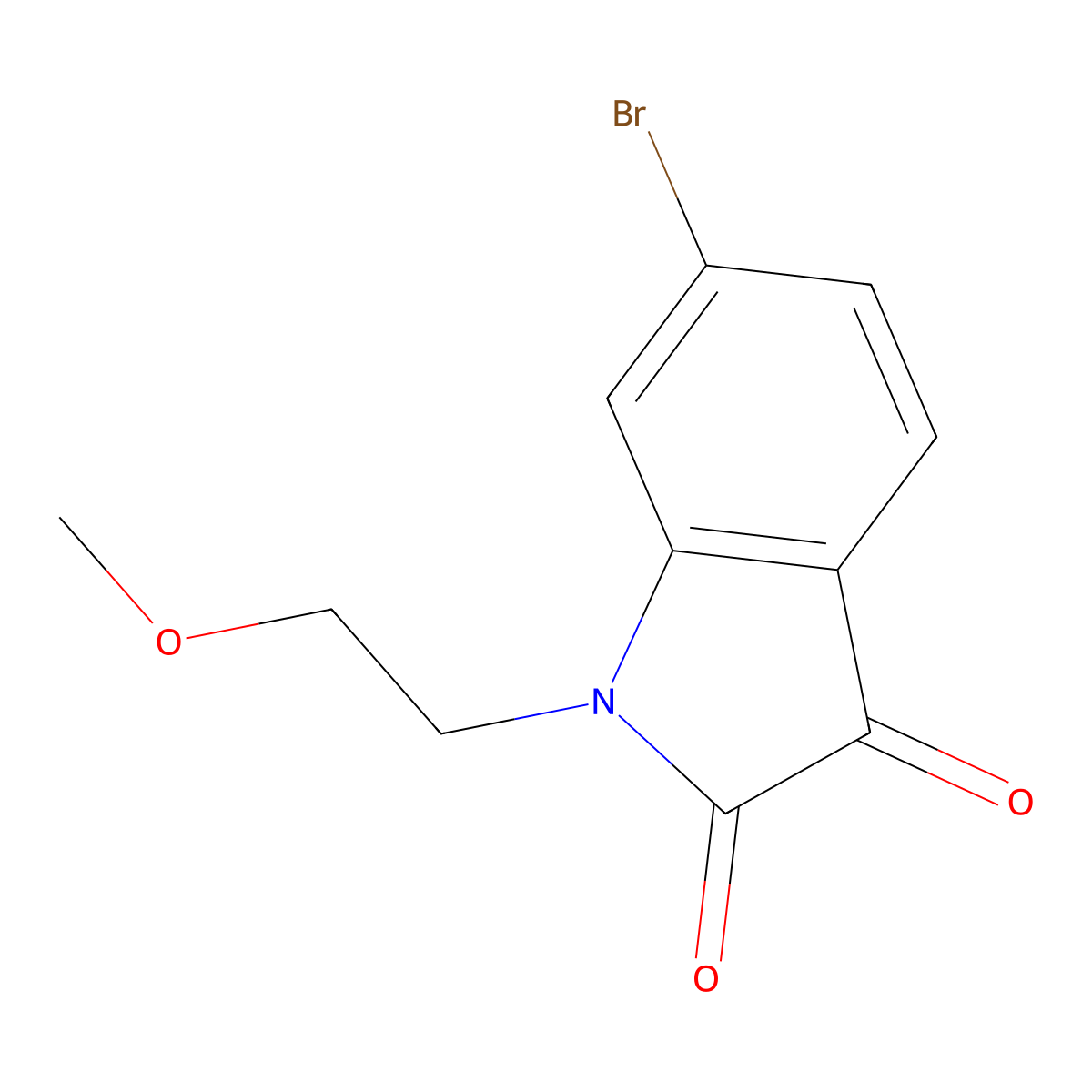 6-bromo-1-(2-methoxyethyl)-2,3-dihydro-1H-indole-2,3-dione molecular structure, CAS 1020994-26-6