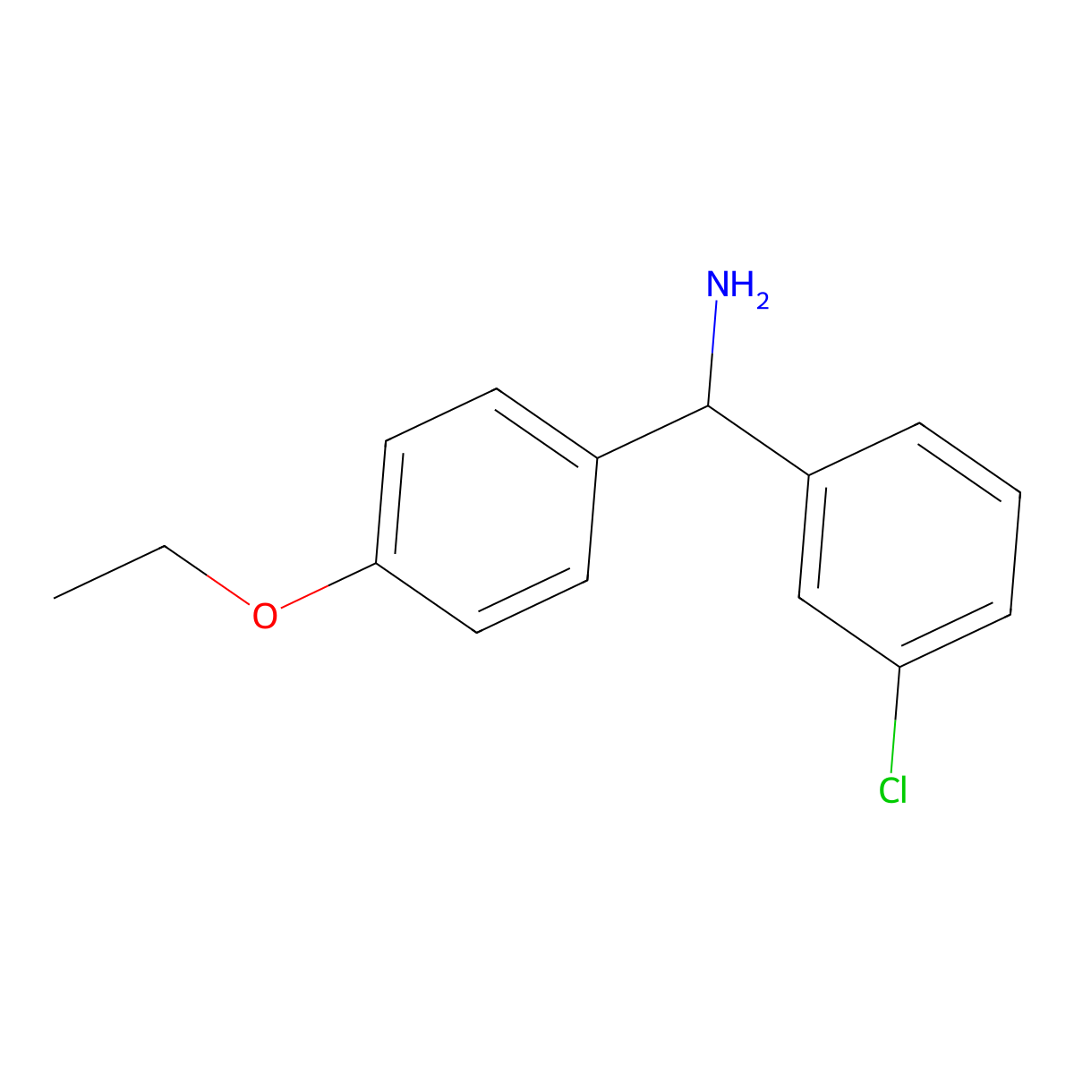 (3-Chlorophenyl)(4-ethoxyphenyl)methanamine molecular structure, CAS 1020997-79-8